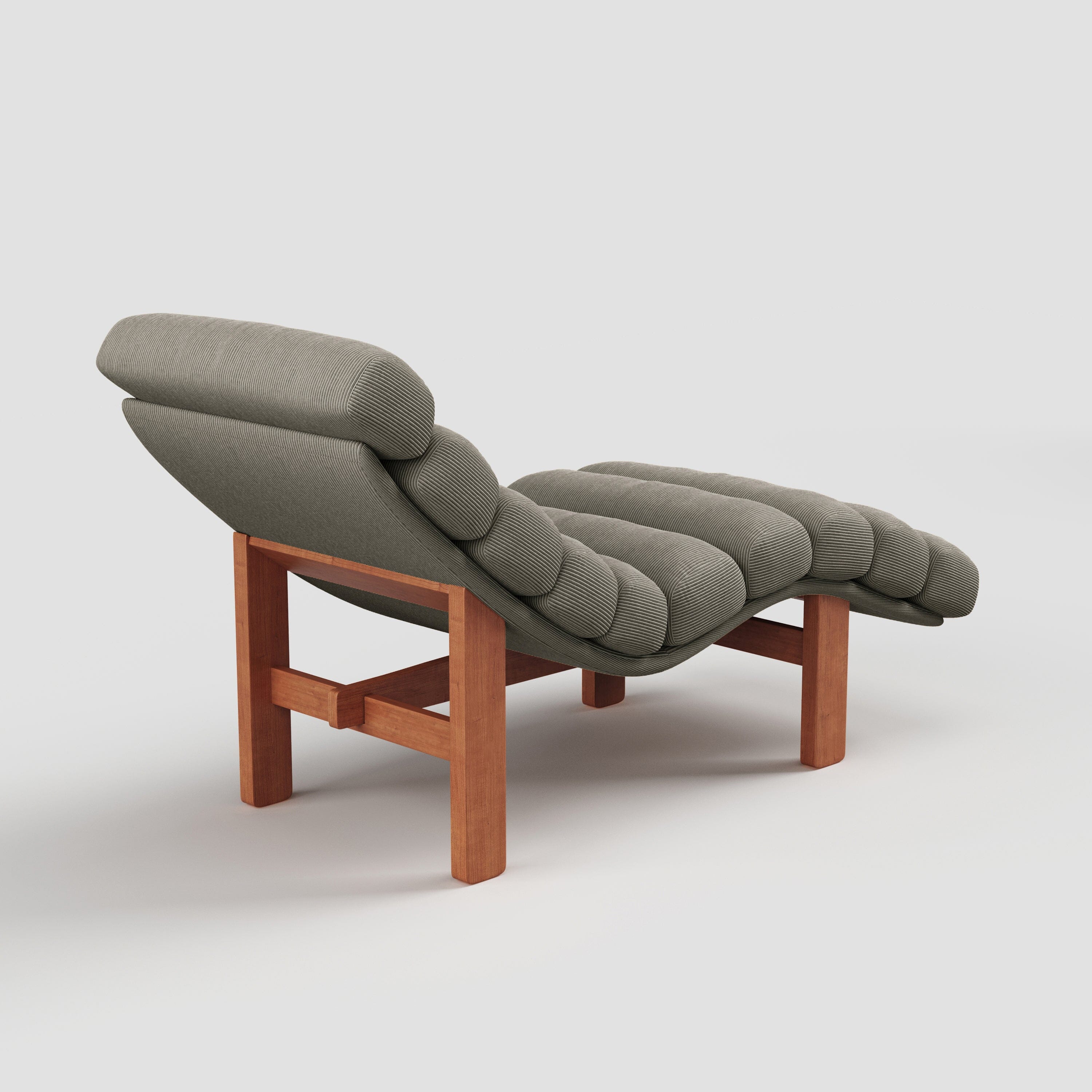 Cottonfy Modern Ergonomic Corduroy Chaise Lounge with Natural Wooden Frame Living and Home 