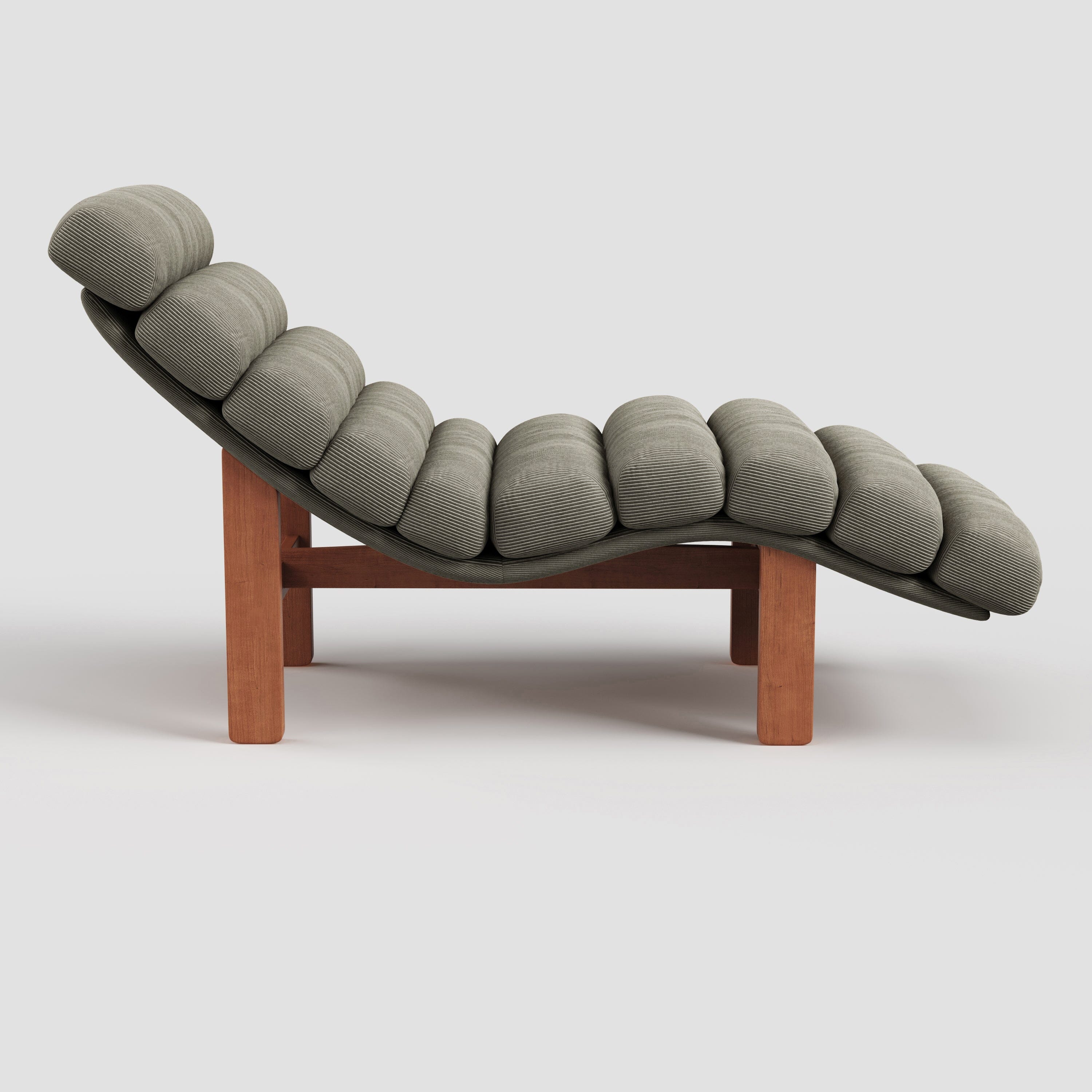 Cottonfy Modern Ergonomic Corduroy Chaise Lounge with Natural Wooden Frame Living and Home 
