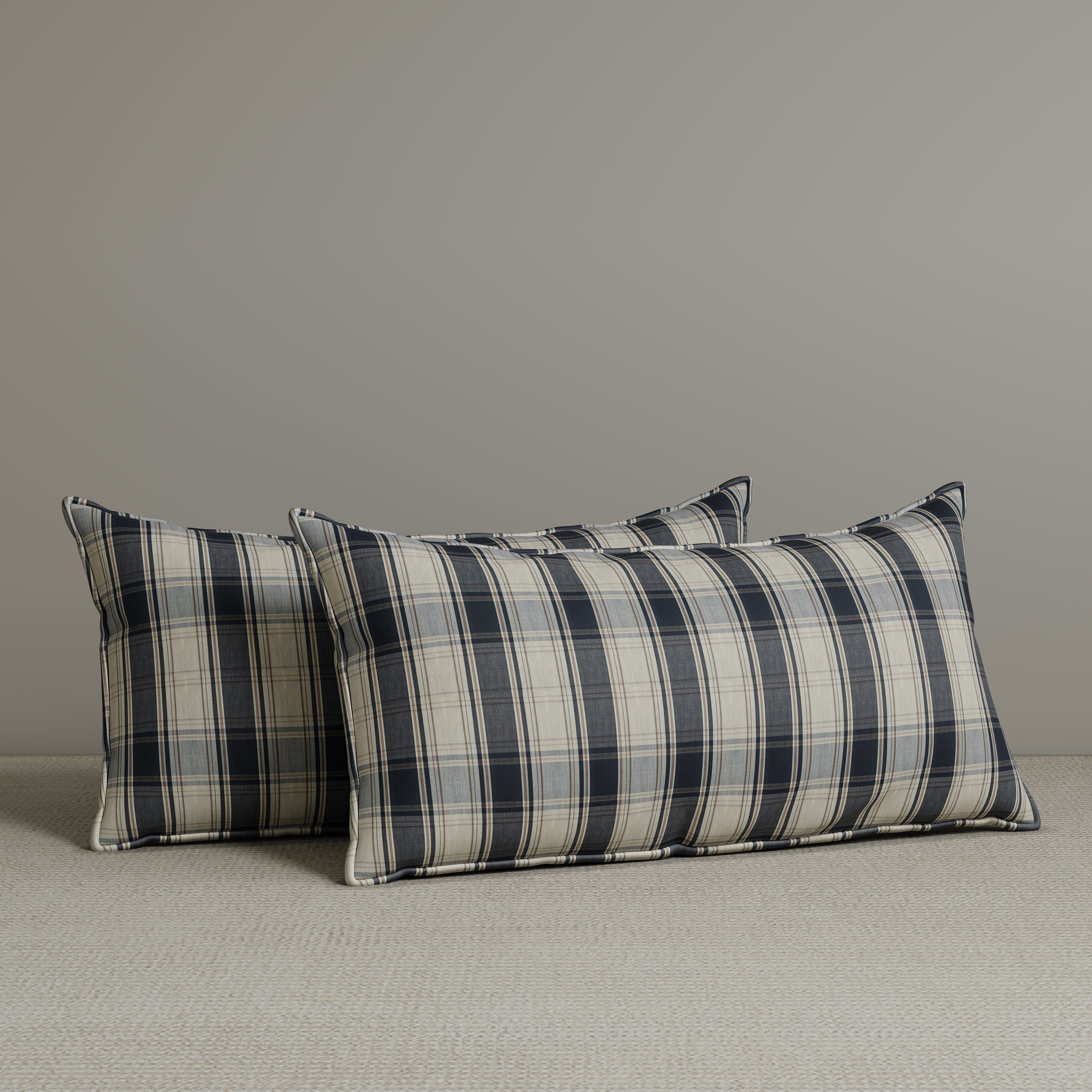 Exclusive Waist Cushion in Black Checkered Cotton Linen, 56*27*12 CM Cottonfy UK 2 PCS In Stock 