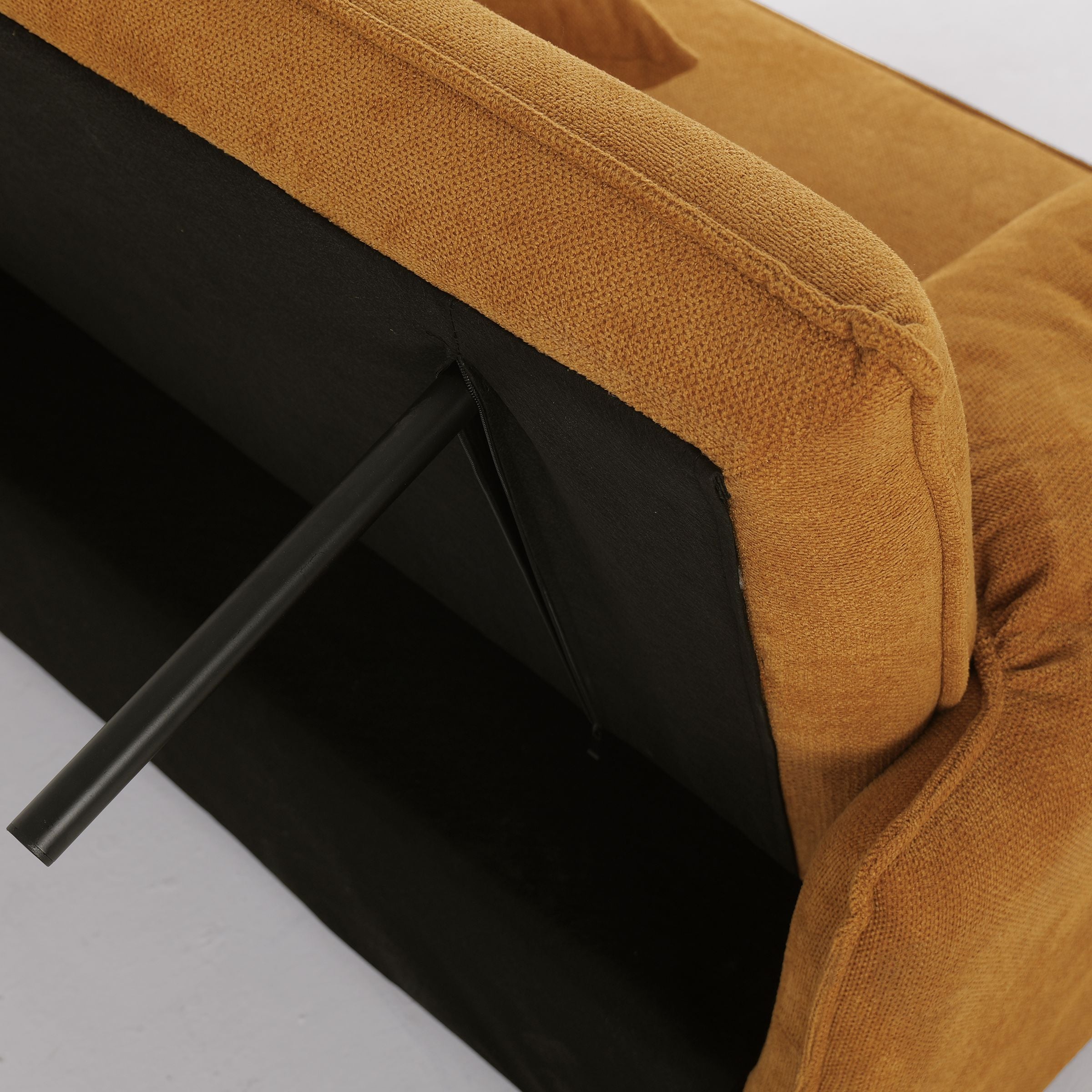 Ginger Yellow Fabric Sofa Bed with Adjustable Backrest and Easy Pull-Out Mechanism Living and Home 