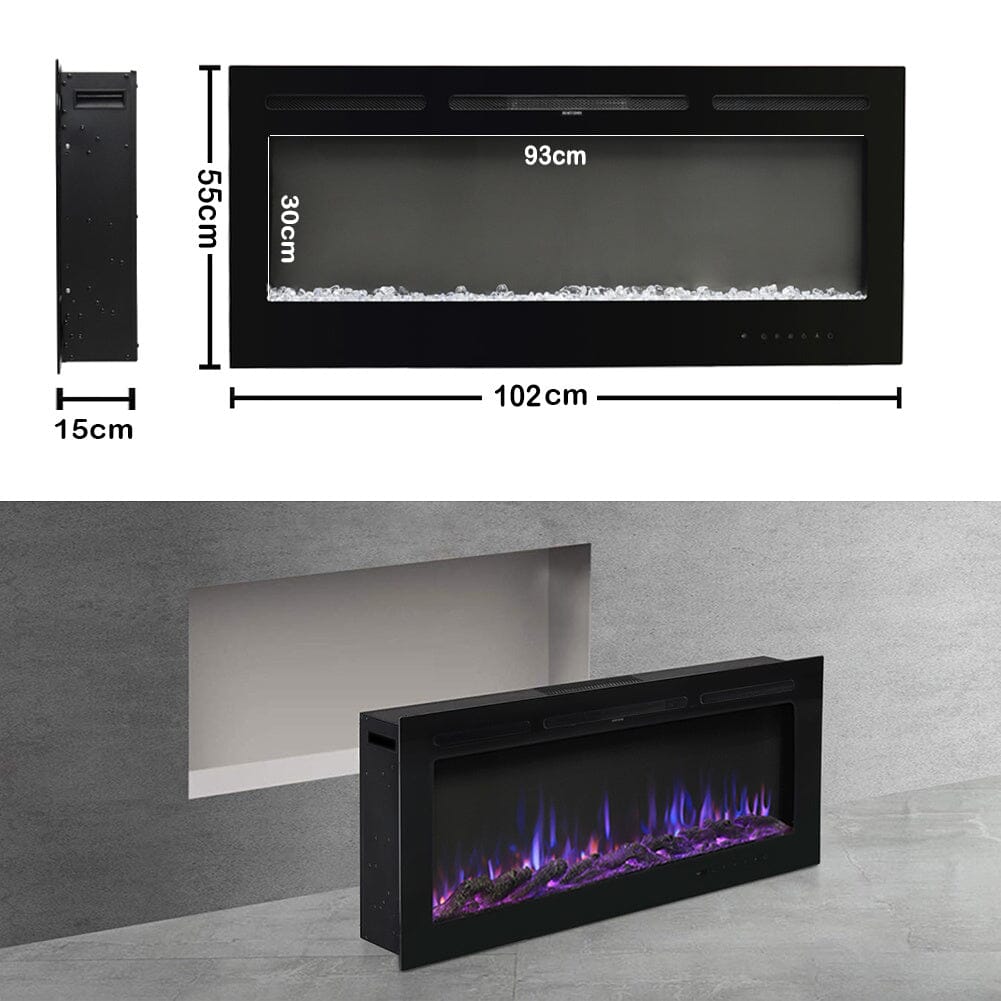 Smallbee Modern LED Wall Mounted/ Recessed Electric Fireplace Smallbee UK 