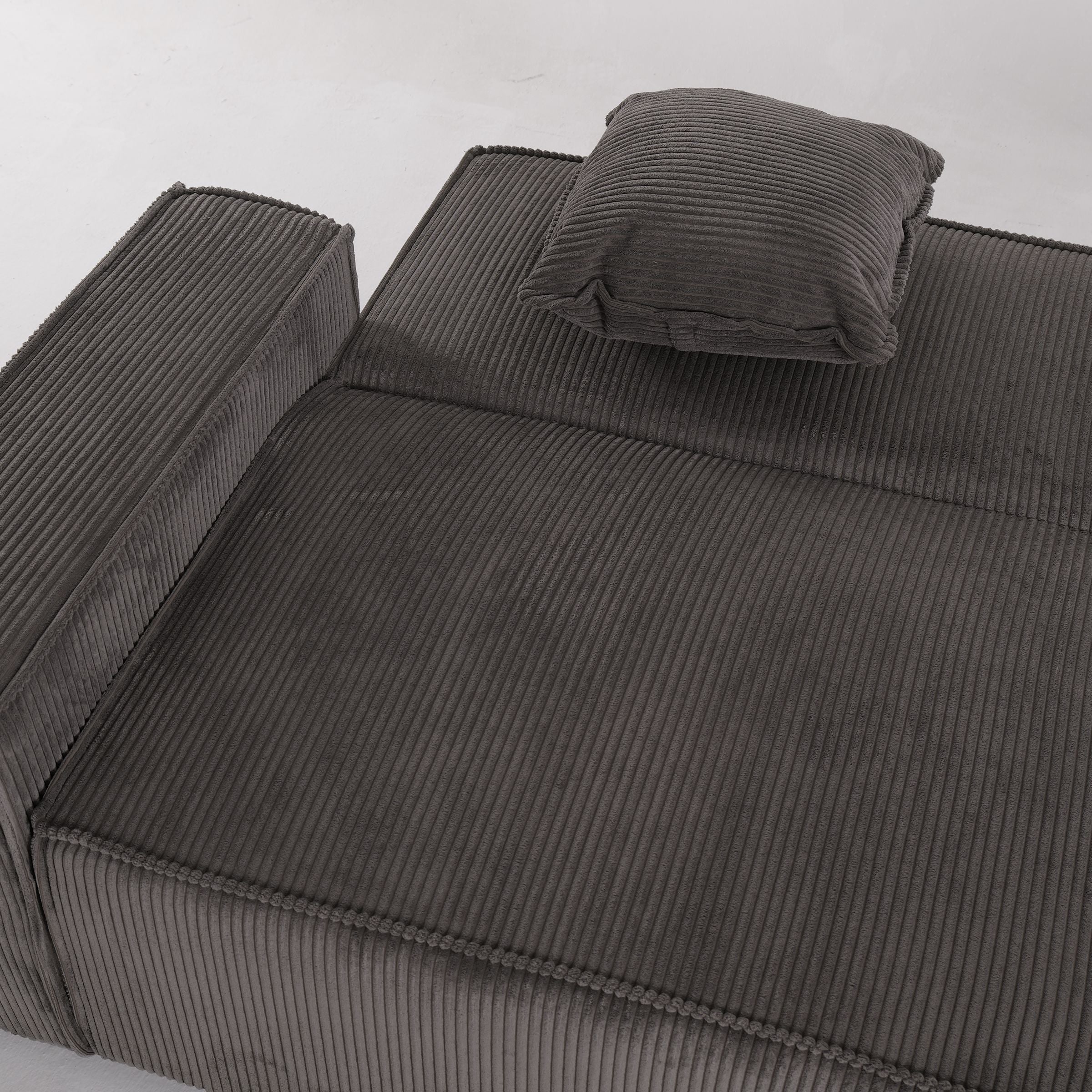Grey Corduroy Sofa Bed with Adjustable Backrest and Spring Coil Support Living and Home 