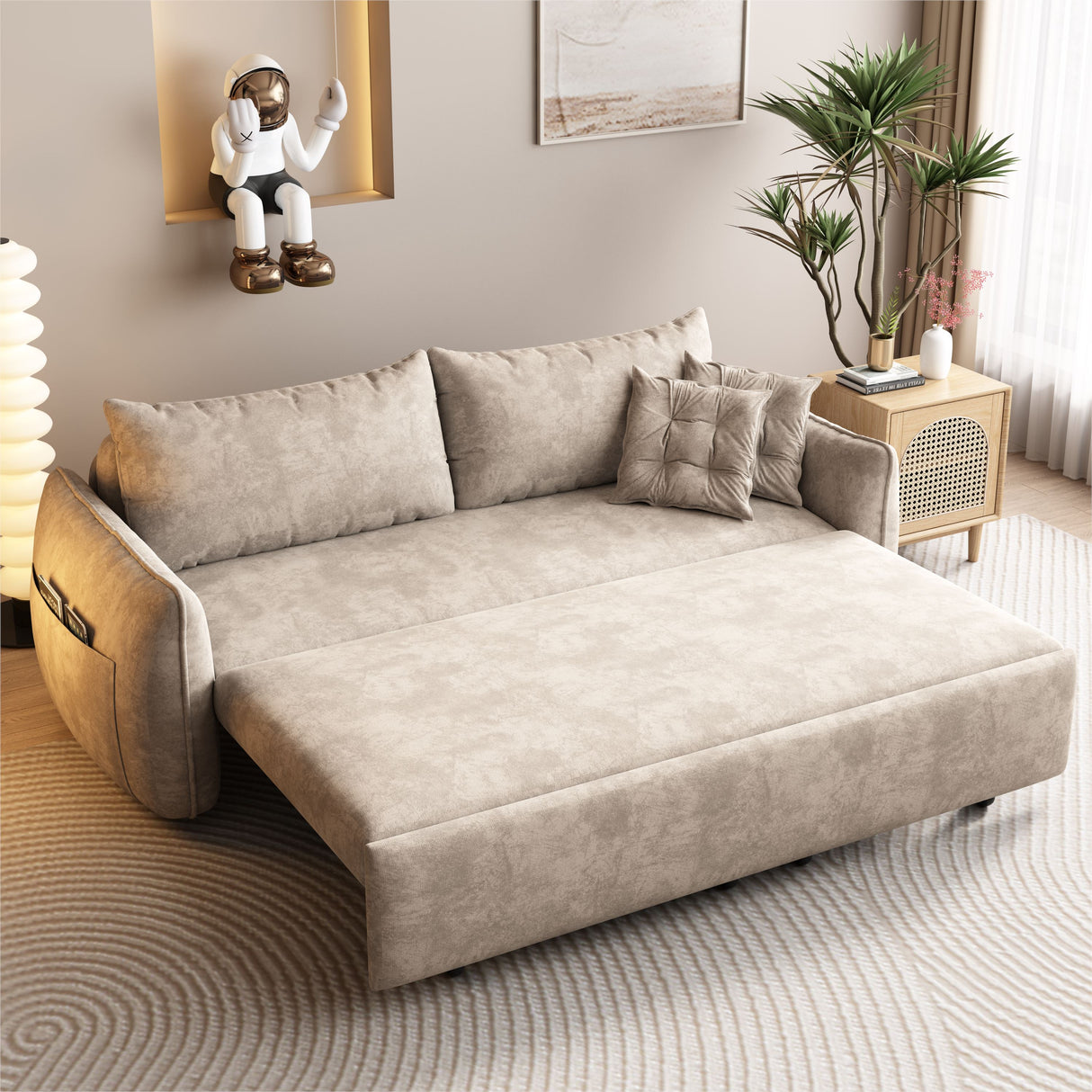Upgrade Adjustable Multifunctional 3 Seater Sofa Bed with Storage Space Living and Home 