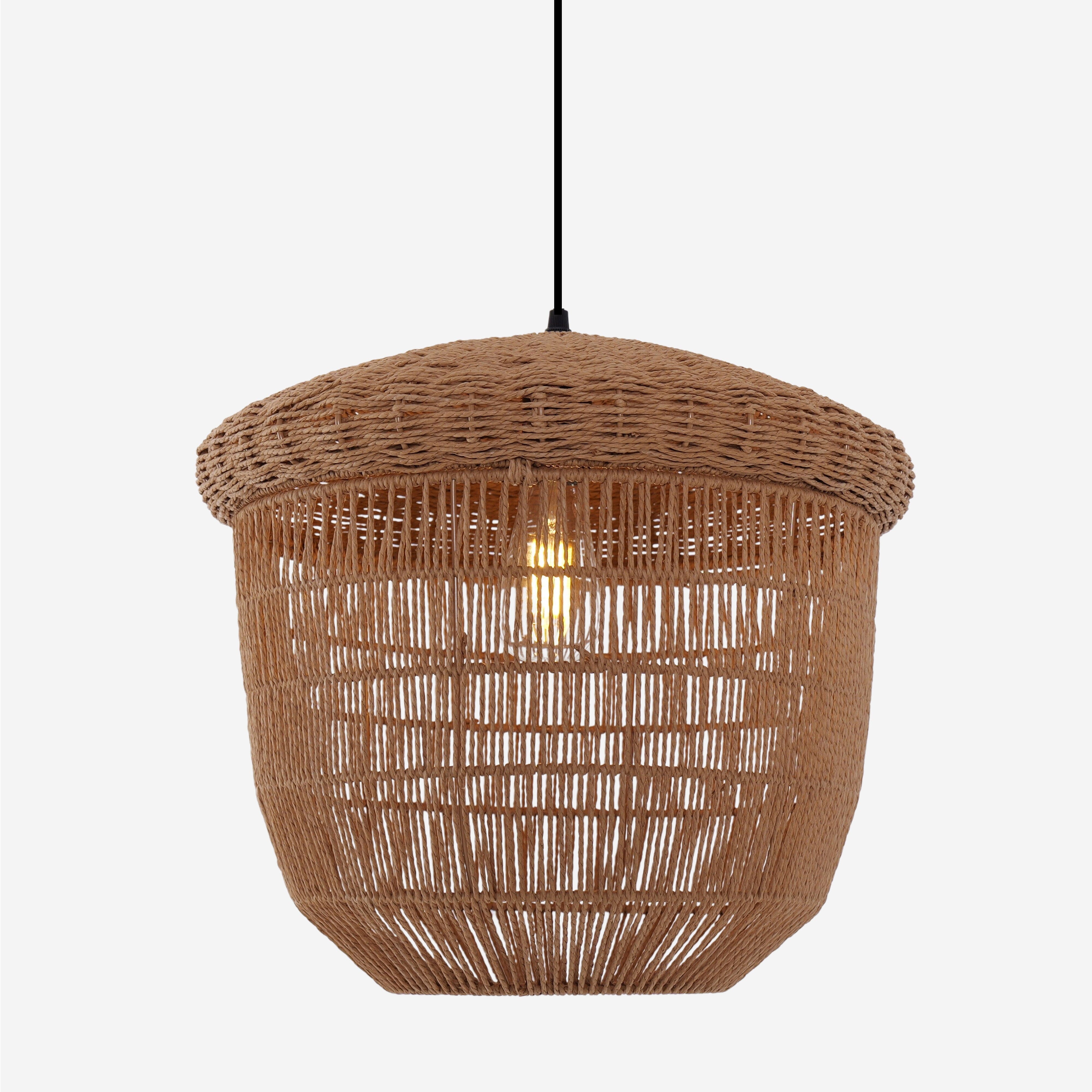 Lightsin Rustic Paper Rope and Iron Basket Pendant Light for Cozy Spaces Lightsin UK 