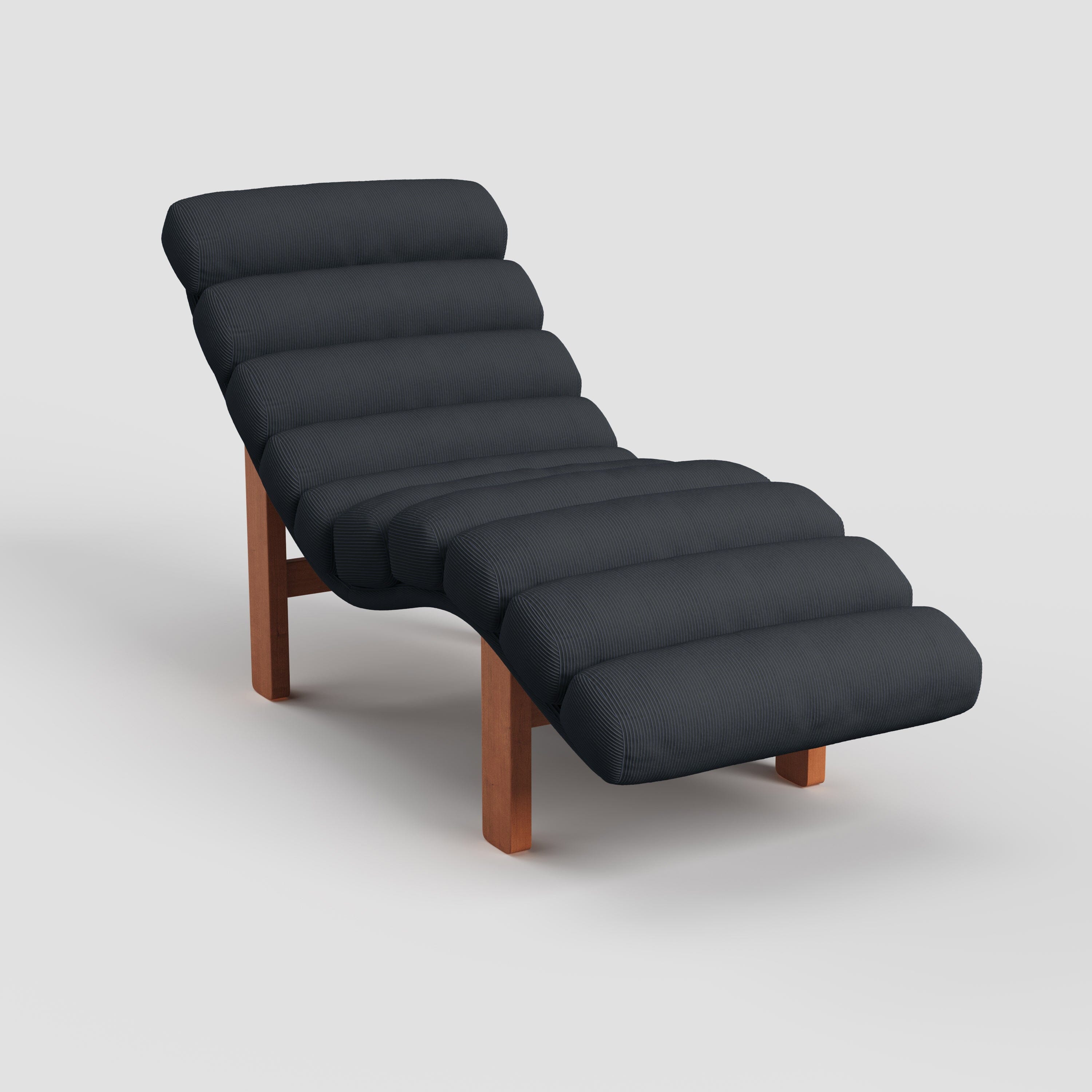 Cottonfy Modern Ergonomic Corduroy Chaise Lounge with Natural Wooden Frame Living and Home 