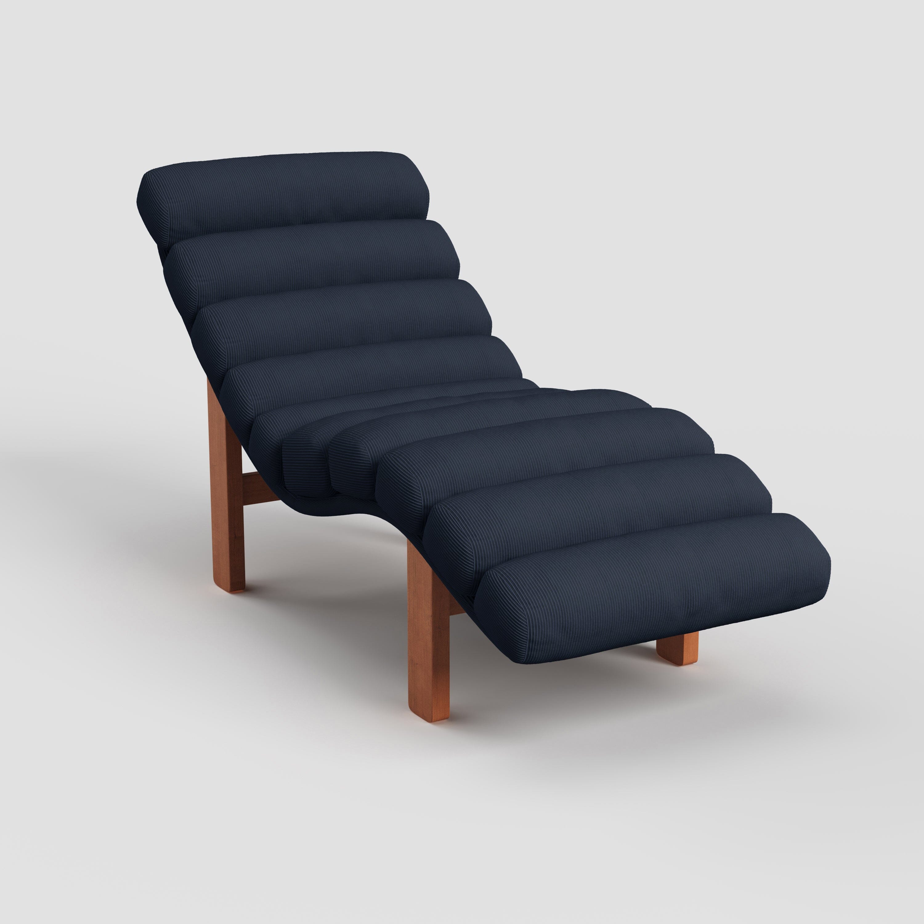Cottonfy Modern Ergonomic Corduroy Chaise Lounge with Natural Wooden Frame Living and Home 