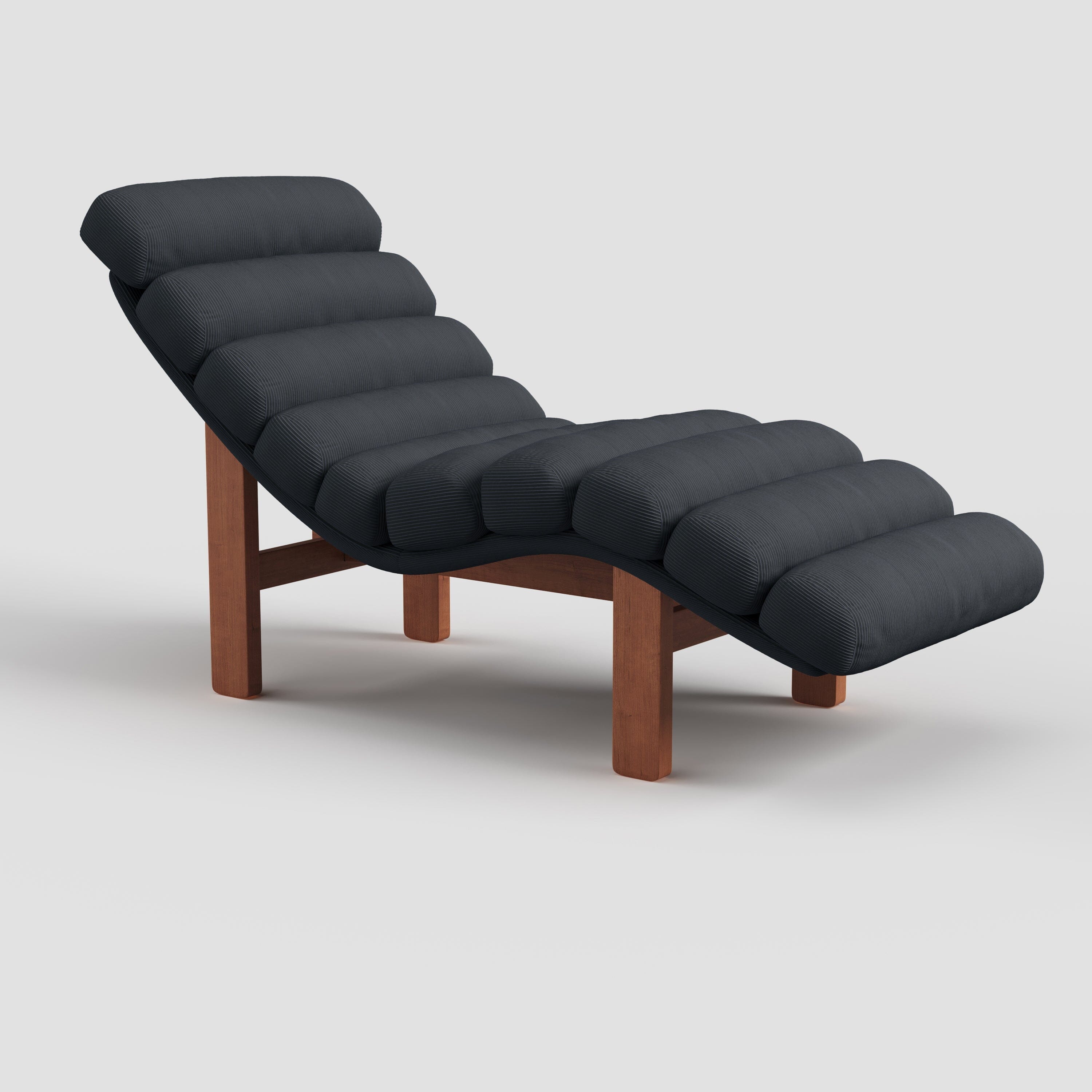 ‍Cottonfy Modern Ergonomic Corduroy Chaise Lounge with Natural Wooden Frame (100% off) Cottonfy UK Dark Grey 