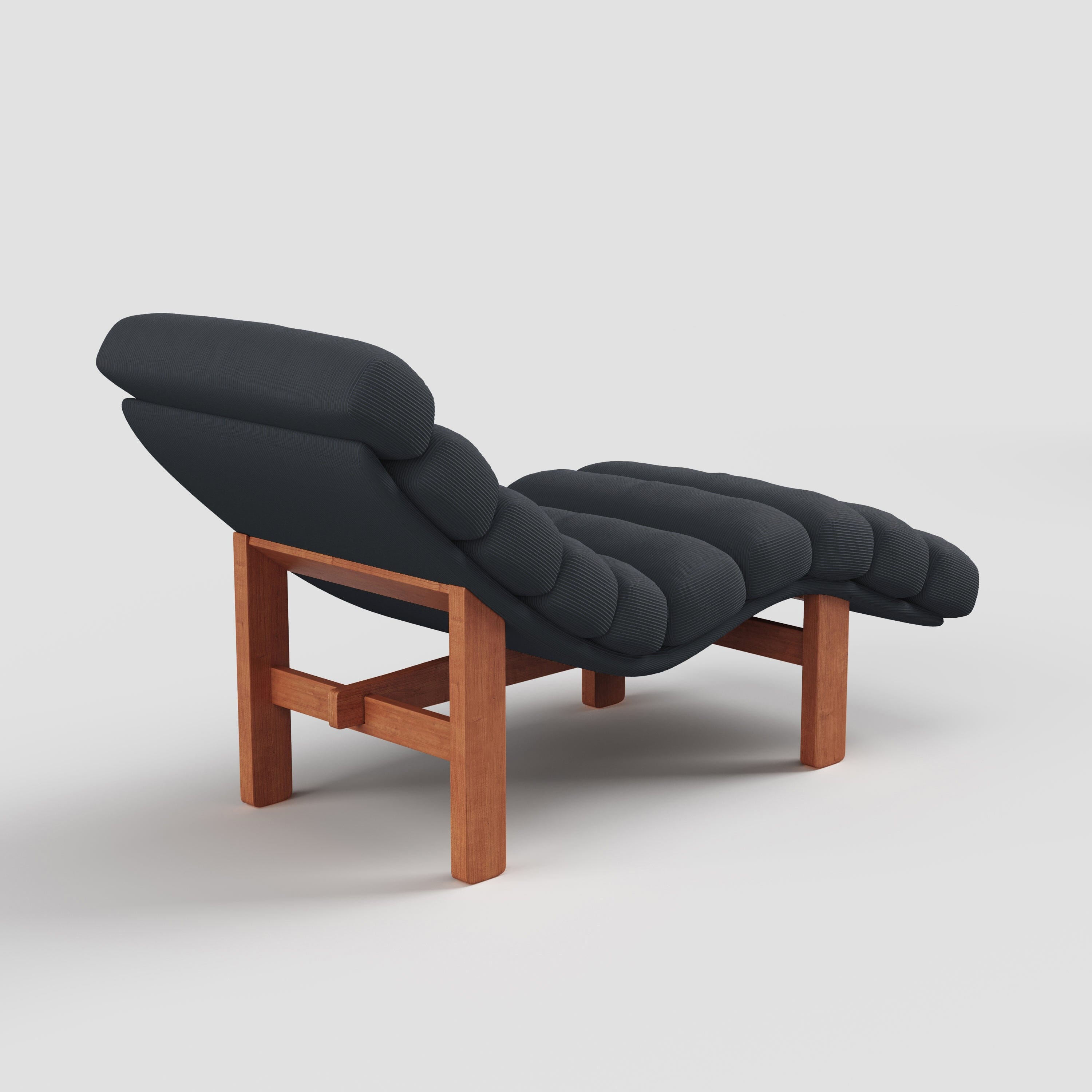 Cottonfy Modern Ergonomic Corduroy Chaise Lounge with Natural Wooden Frame Living and Home 