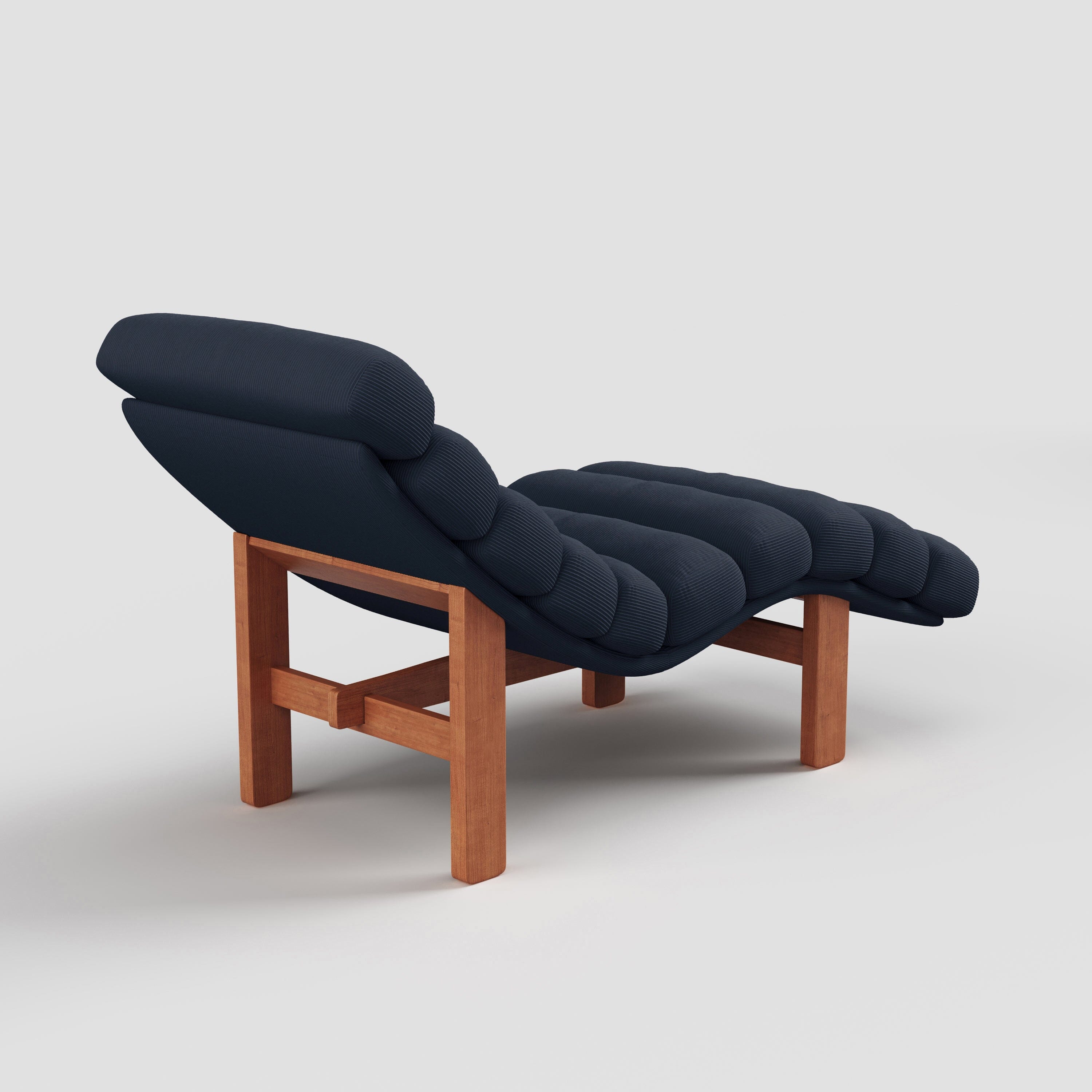 Cottonfy Modern Ergonomic Corduroy Chaise Lounge with Natural Wooden Frame Living and Home 