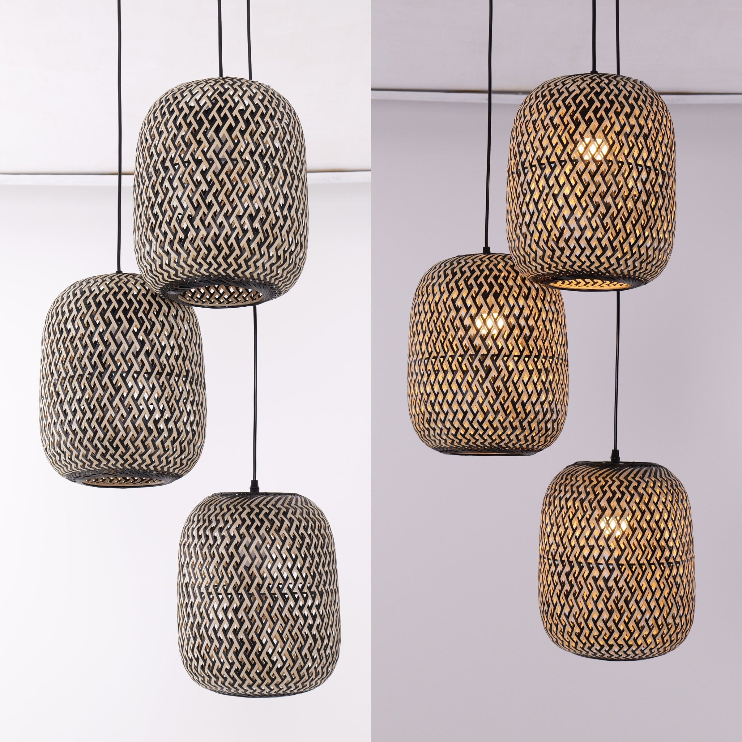 Lightsin Modern Creative Bamboo Handcrafted 3-Light Pendant Light Lightsin UK 