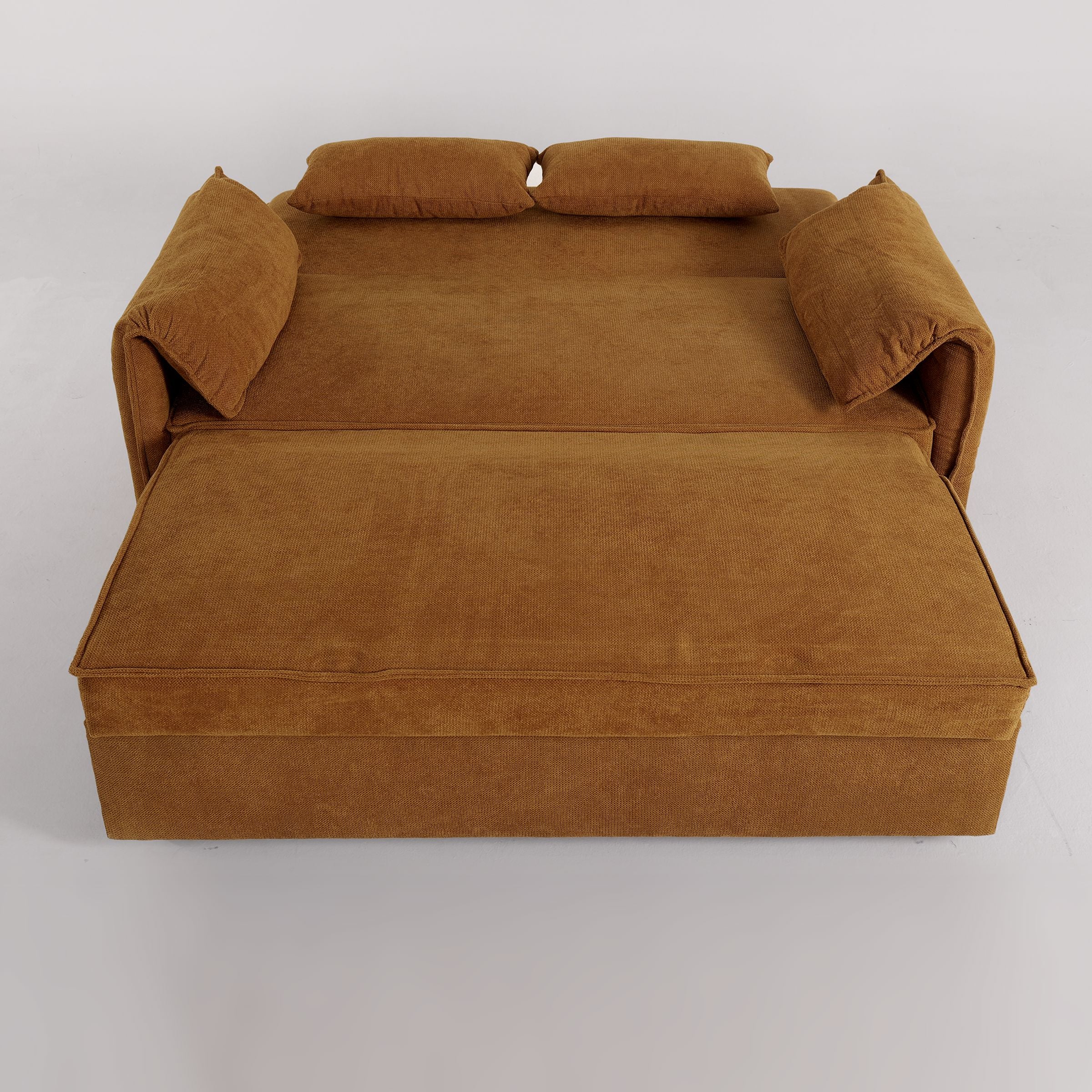 Ginger Yellow Fabric Sofa Bed with Adjustable Backrest and Easy Pull-Out Mechanism Living and Home 