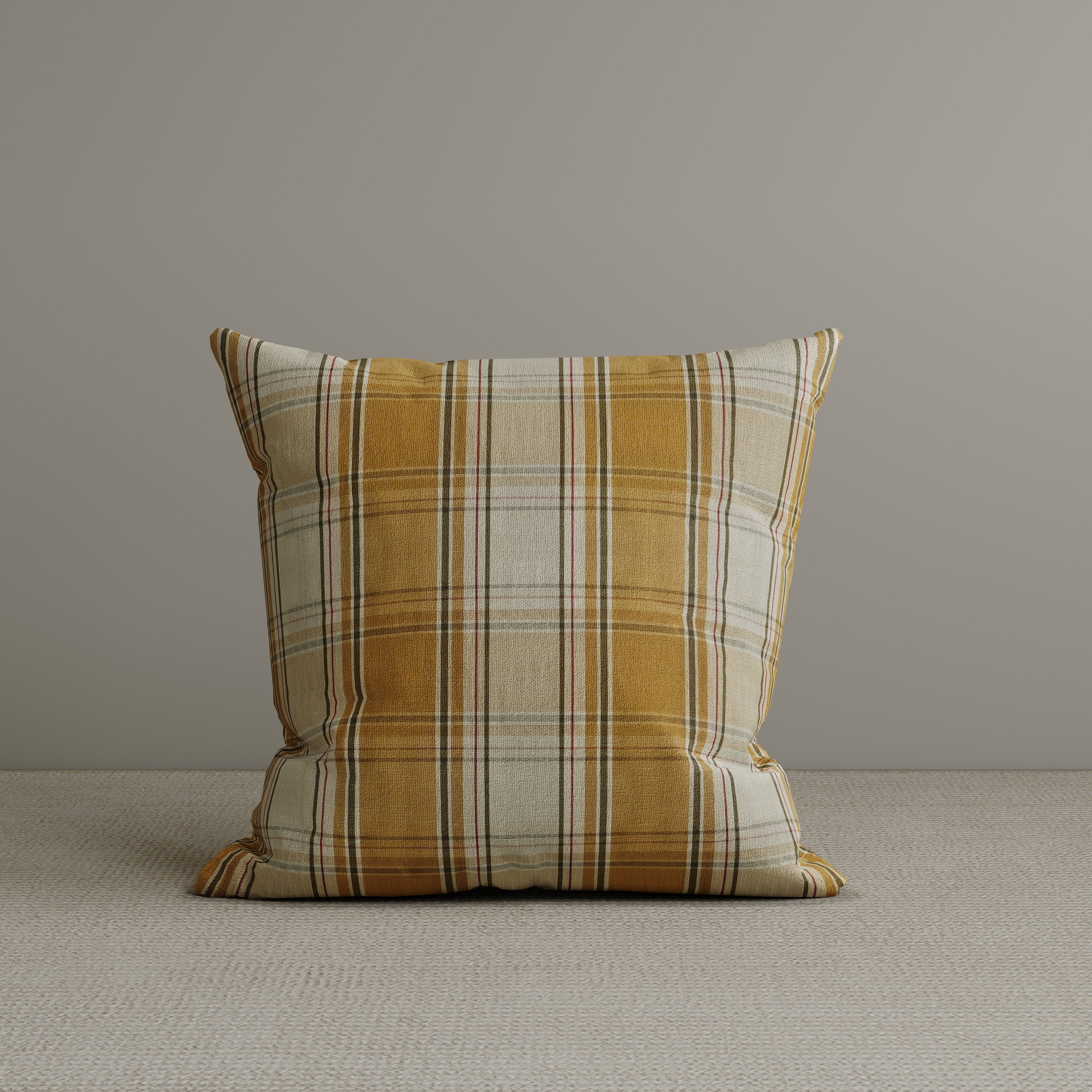 Square Exclusive Design Cushion in Saffron Gold Plaid Cotton Linen, 45*45CM Cottonfy UK 1 PC 