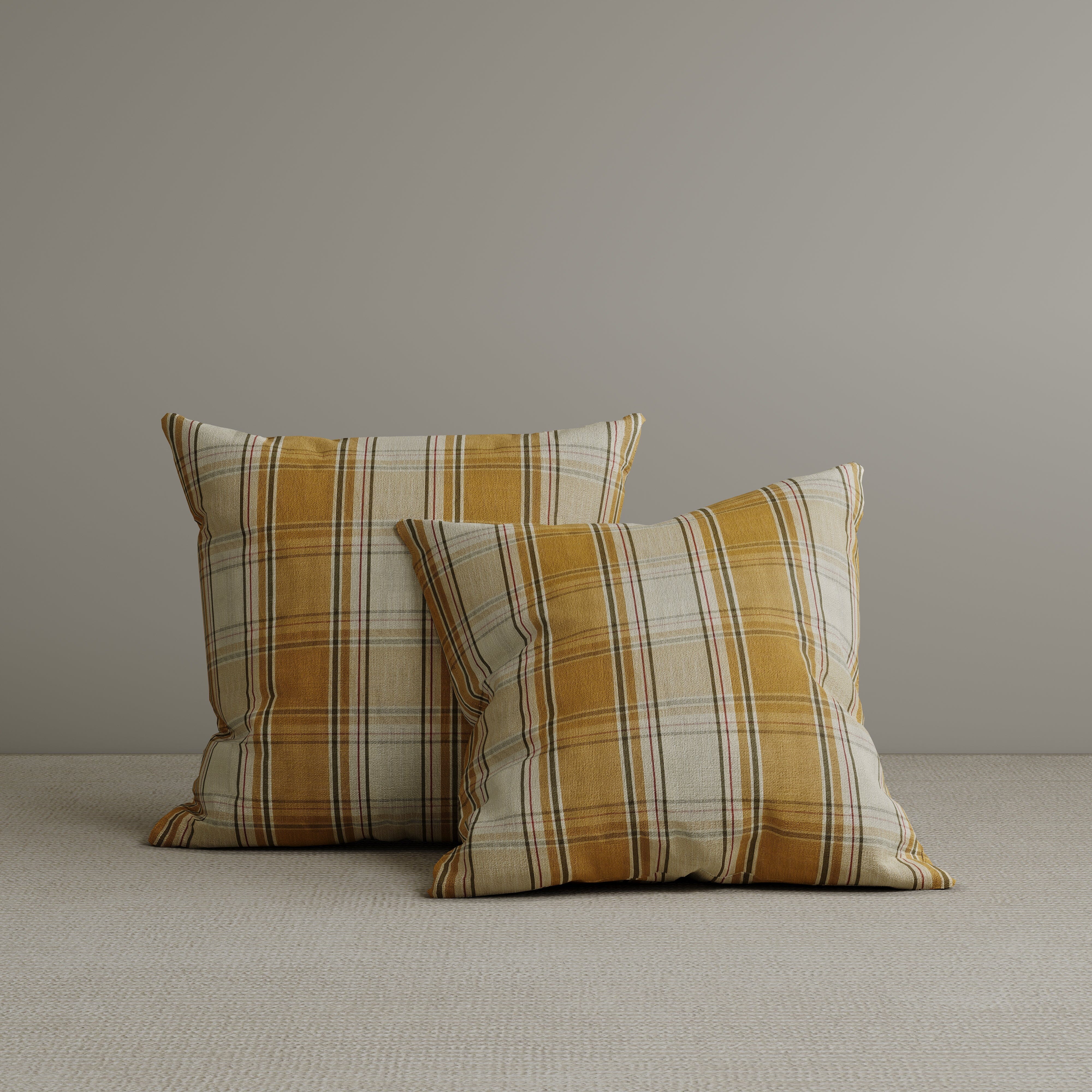 ‍Square Exclusive Design Cushion in Saffron Gold Plaid Cotton Linen, 45*45CM (100% off) Cottonfy UK 