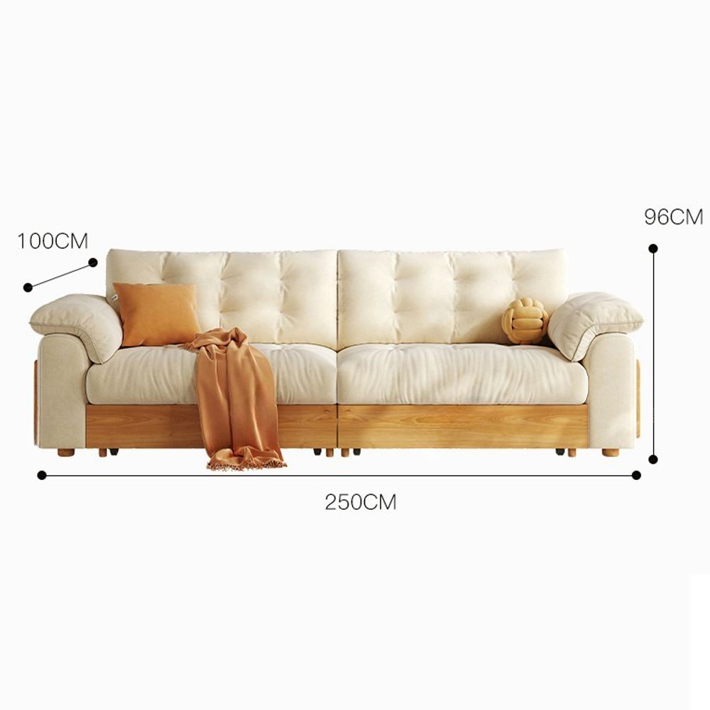 Cottonfy Solid Wood Folding Sofa Bed with Sleeper Chaise – Living