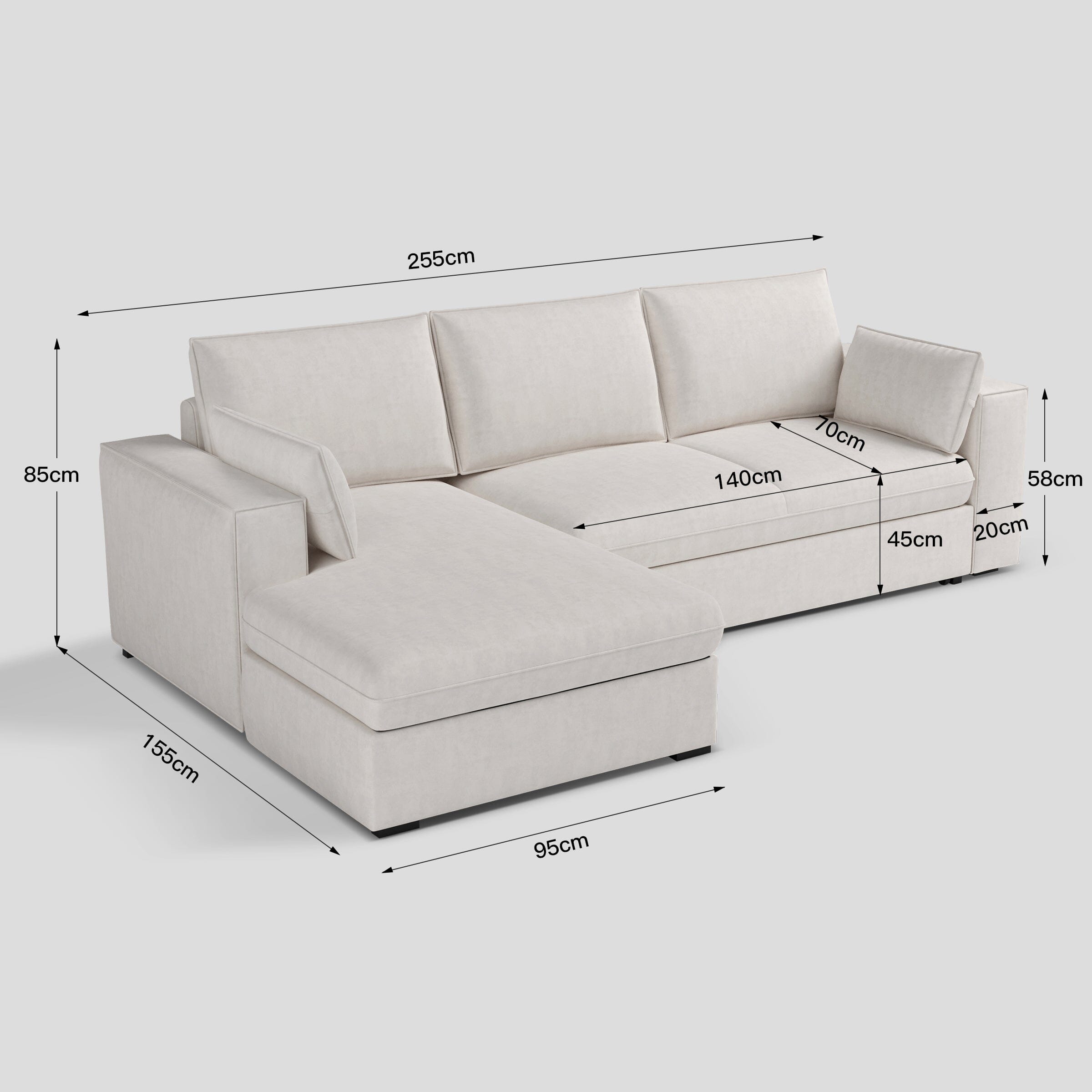 Cottonfy Creamy Tofu Block Pullout Sofa Bed with Storage Cottonfy UK Corner-1 
