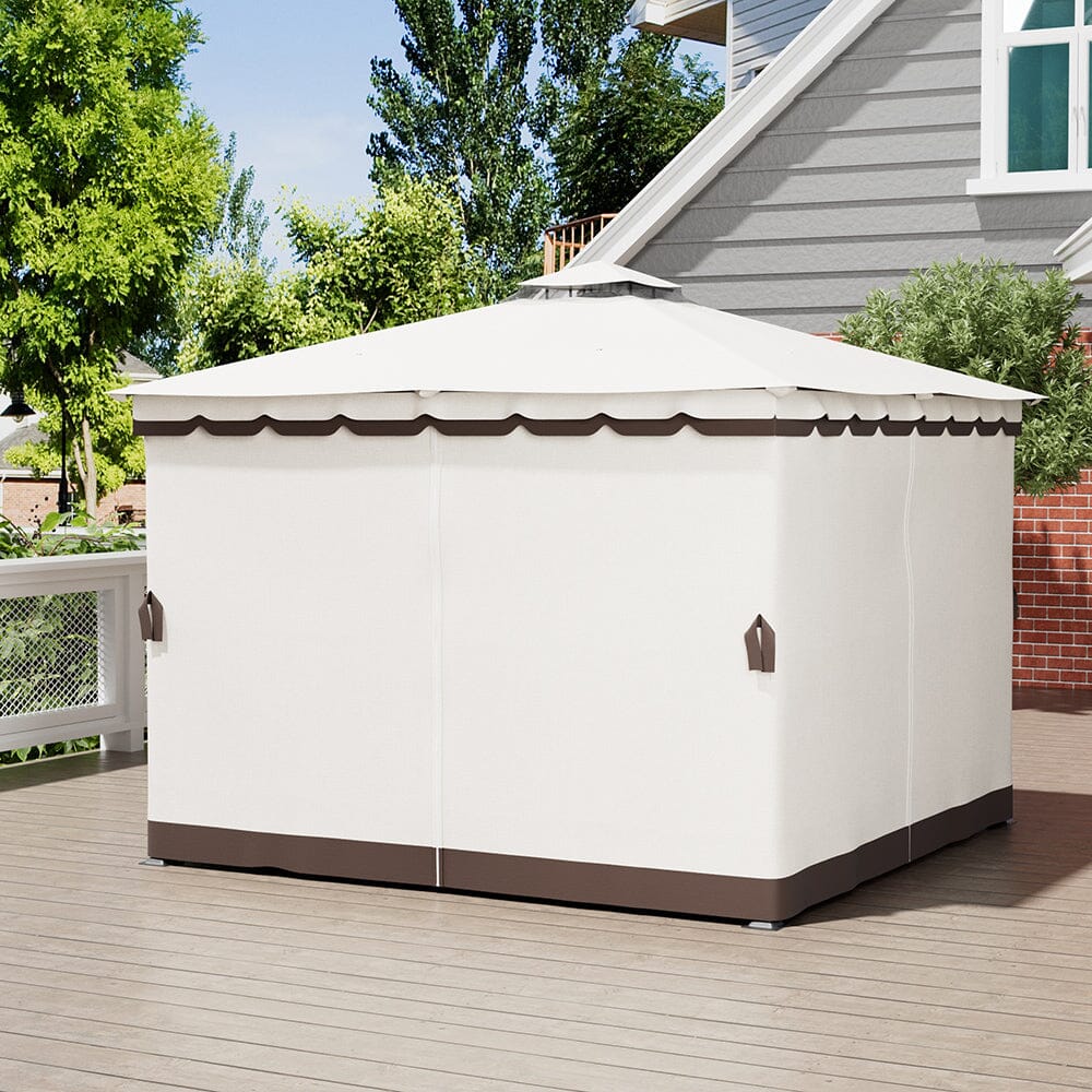 3*3m/4*4m Garden Party Beige Tent with Ground Pegs Living and Home 