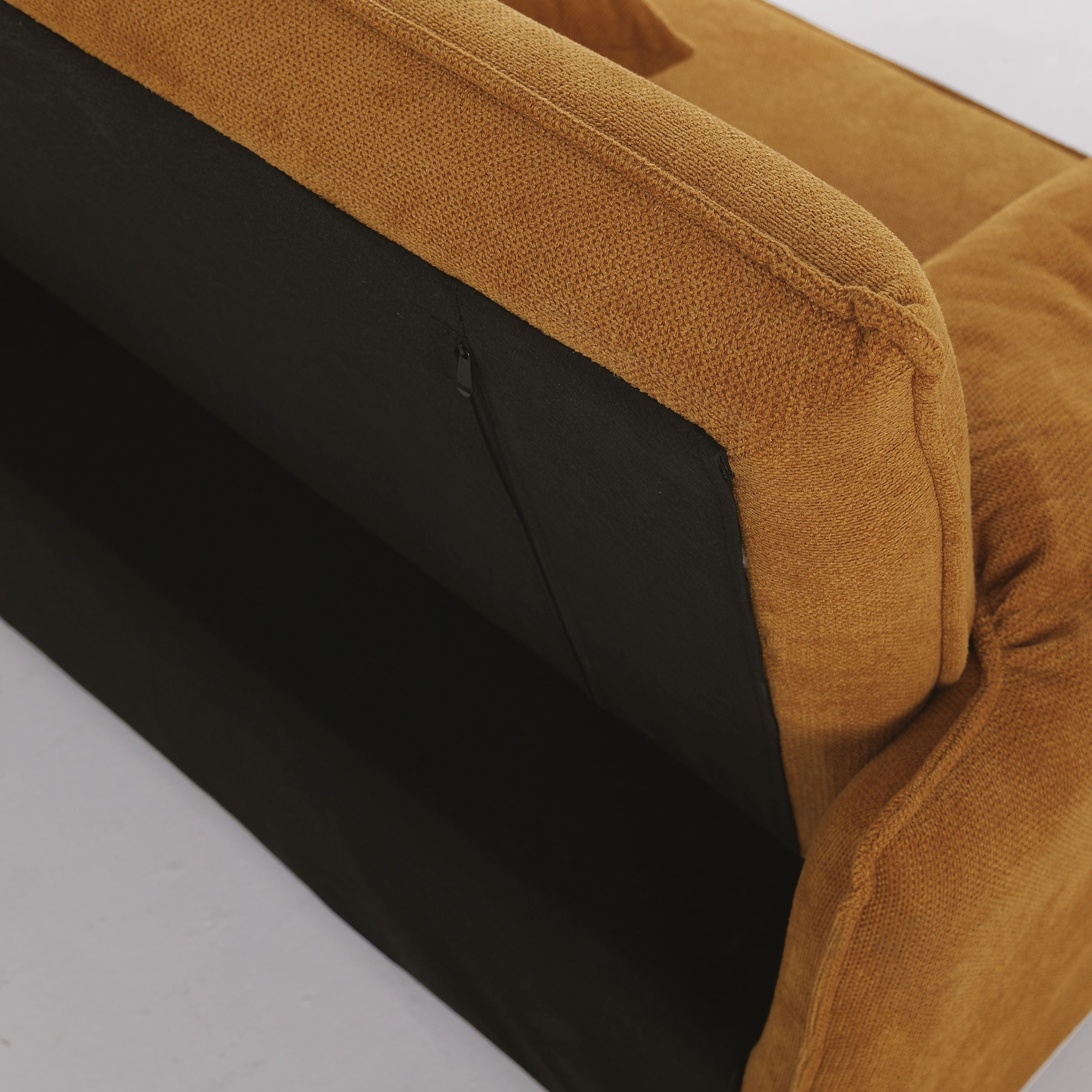 Ginger Yellow Fabric Sofa Bed with Adjustable Backrest and Easy Pull-Out Mechanism Living and Home 