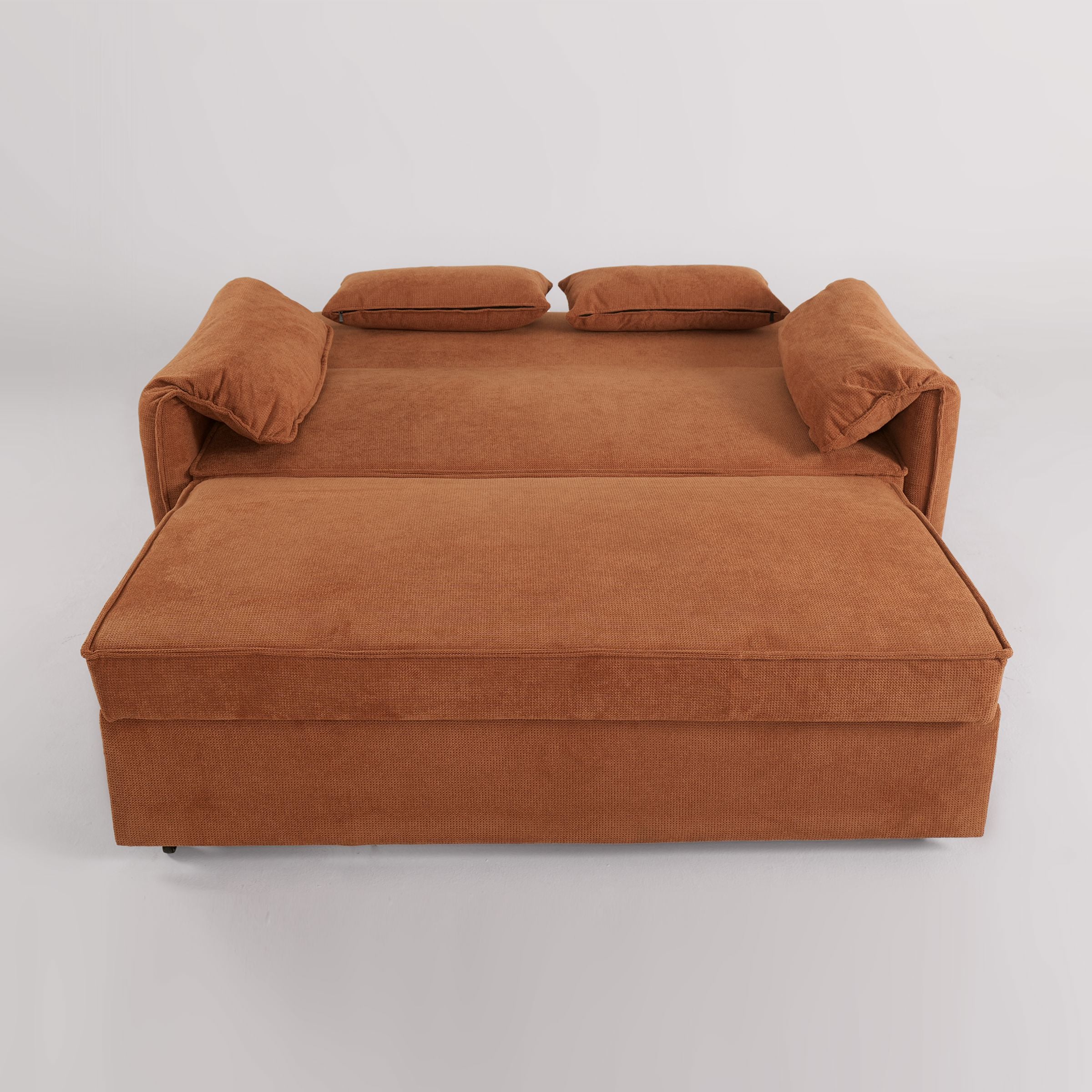 Caramel & Ginger Yellow Fabric Sofa Bed with Adjustable Backrest and Easy Pull-Out Mechanism Living and Home 