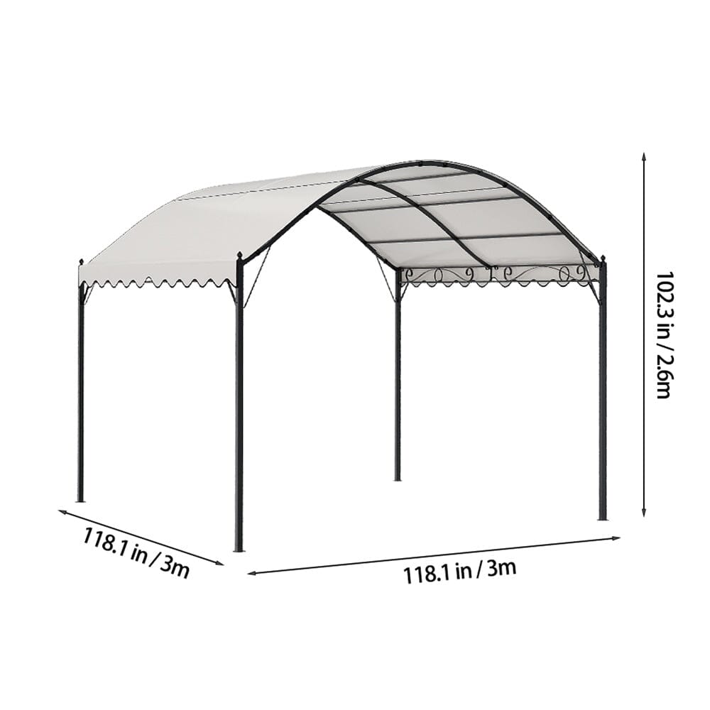 3x3x2.6m/3x4x2.6m Beige Arch Steel Canopy with Ground Pegs Living and Home 3X3X2.6m 