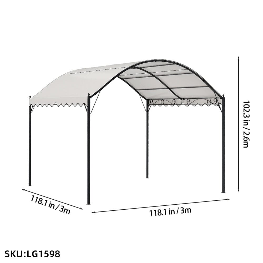 9.84 x 9.84 x 8.53 ft/ 9.84 x 13.12 x 8.53 ft Beige Arch Steel Canopy with Ground Pegs Living and Home 