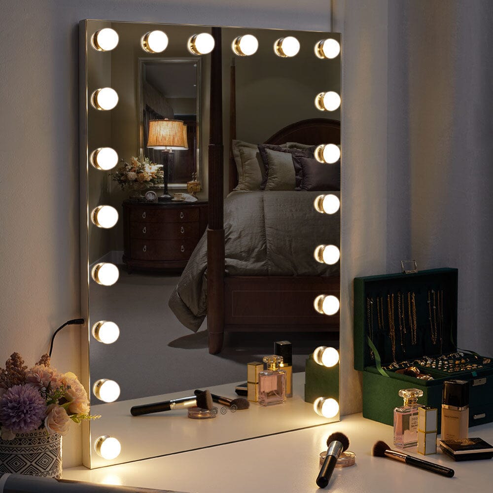 Rectangle Hollywood Vanity Mirror with 20 Dimmable LED Bulbs Living and Home 