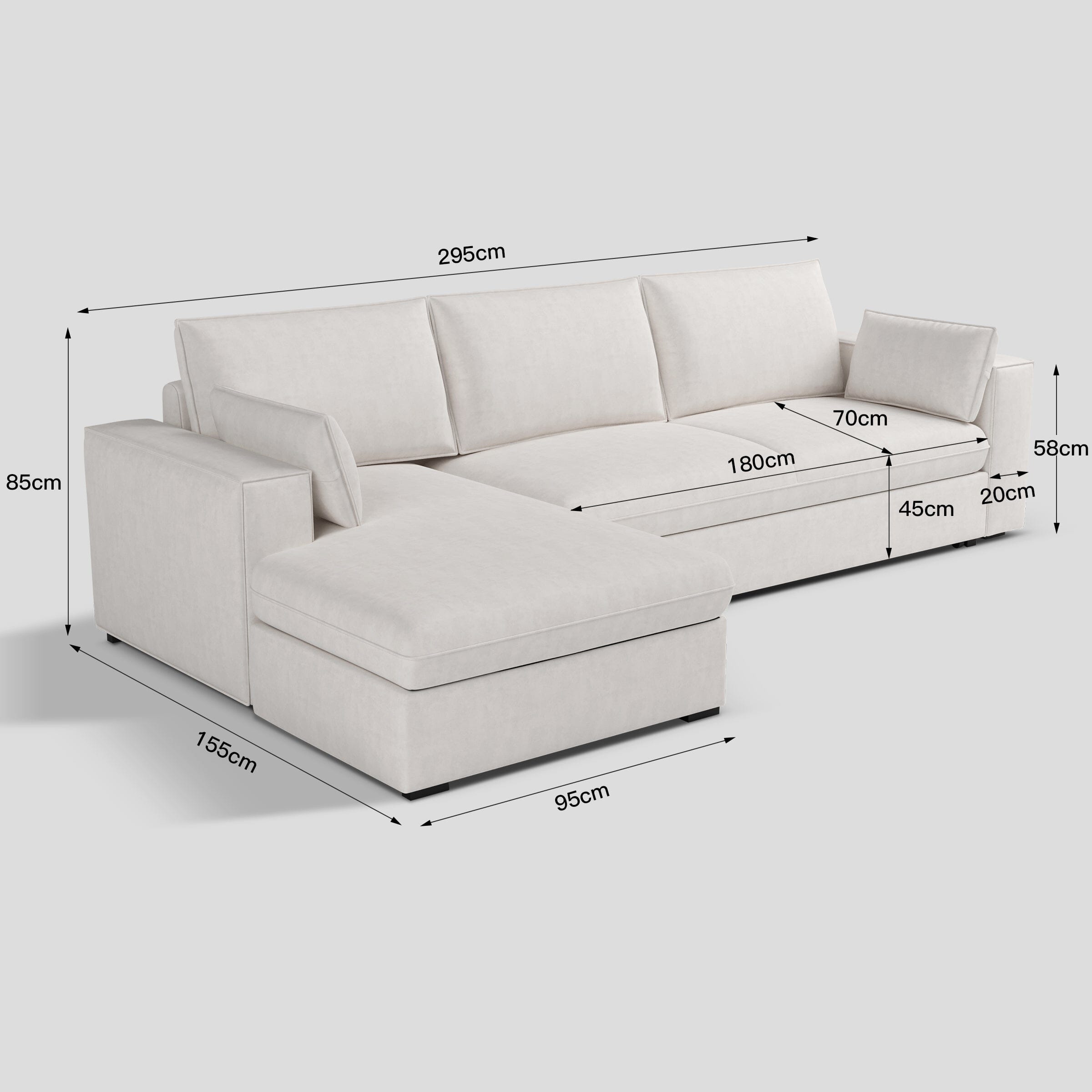 Cottonfy Creamy Tofu Block Pullout Sofa Bed with Storage Cottonfy UK Corner-2 
