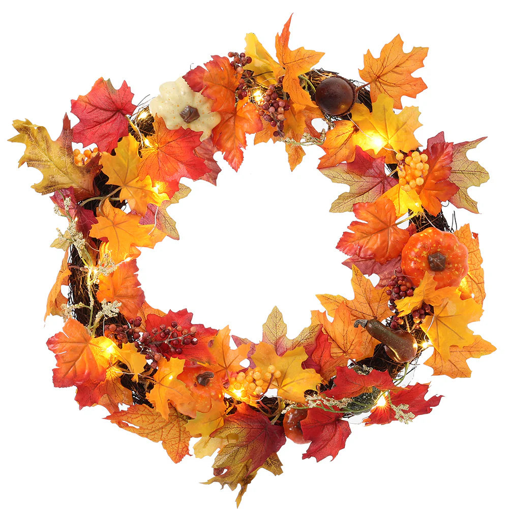 Fall Wreath for Front Door Halloween Thanksgiving Decoration Living and Home 