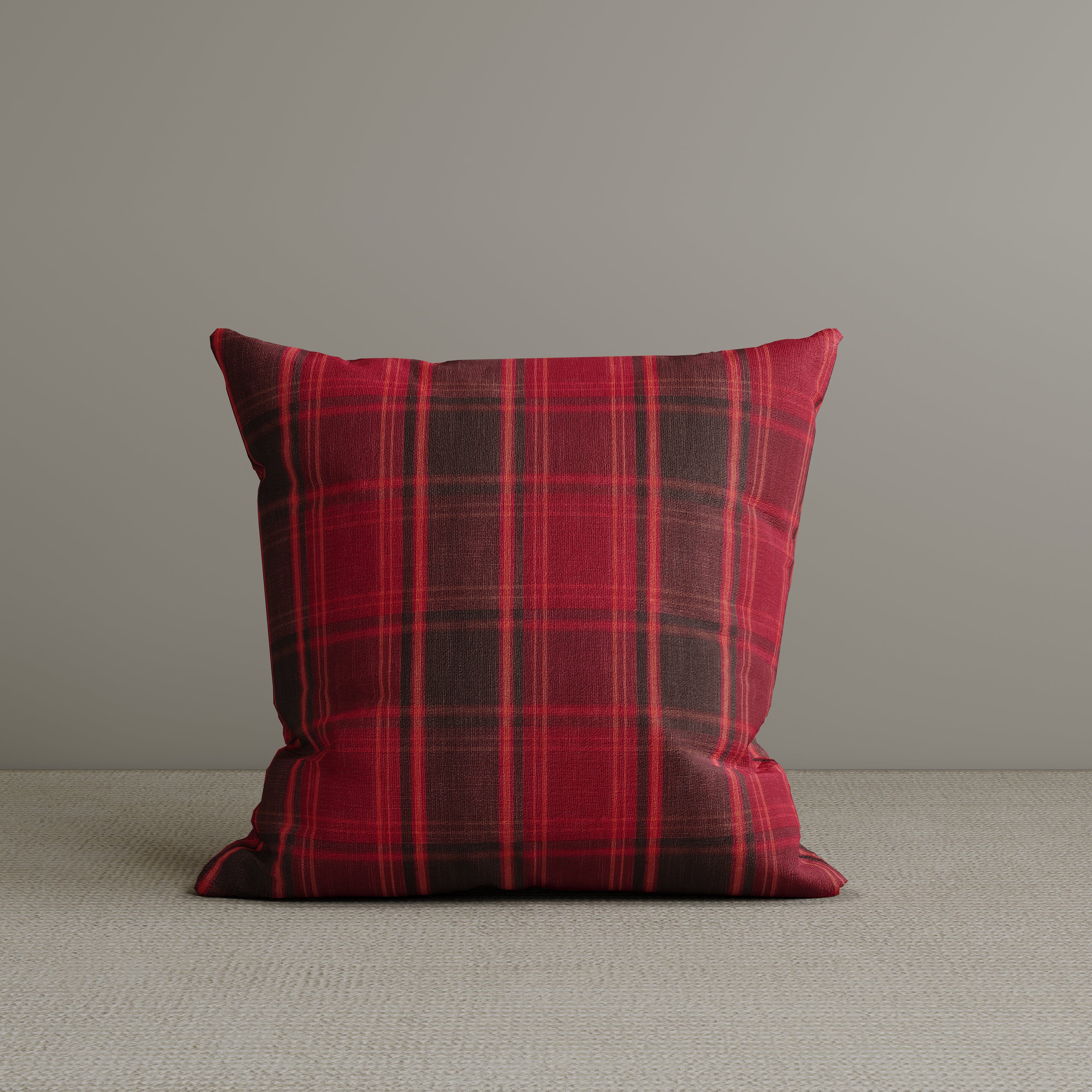 Square Exclusive Design Cushion in Garnet Red Plaid Cotton Linen, 45*45CM Cottonfy UK 1 PC 