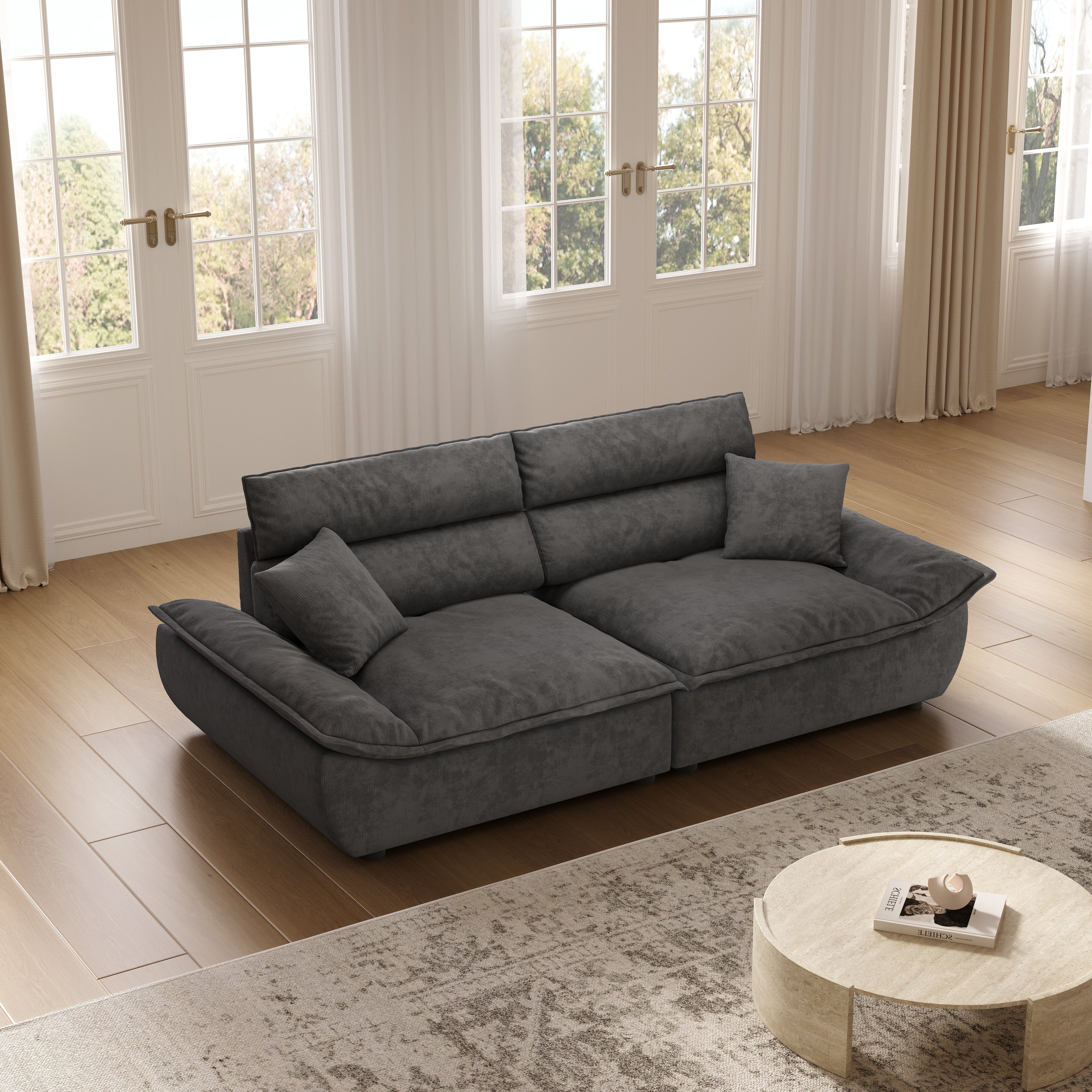 Cottonfy Adjustable Backrest Sailboat Corduroy Sofa Green Cottonfy UK 