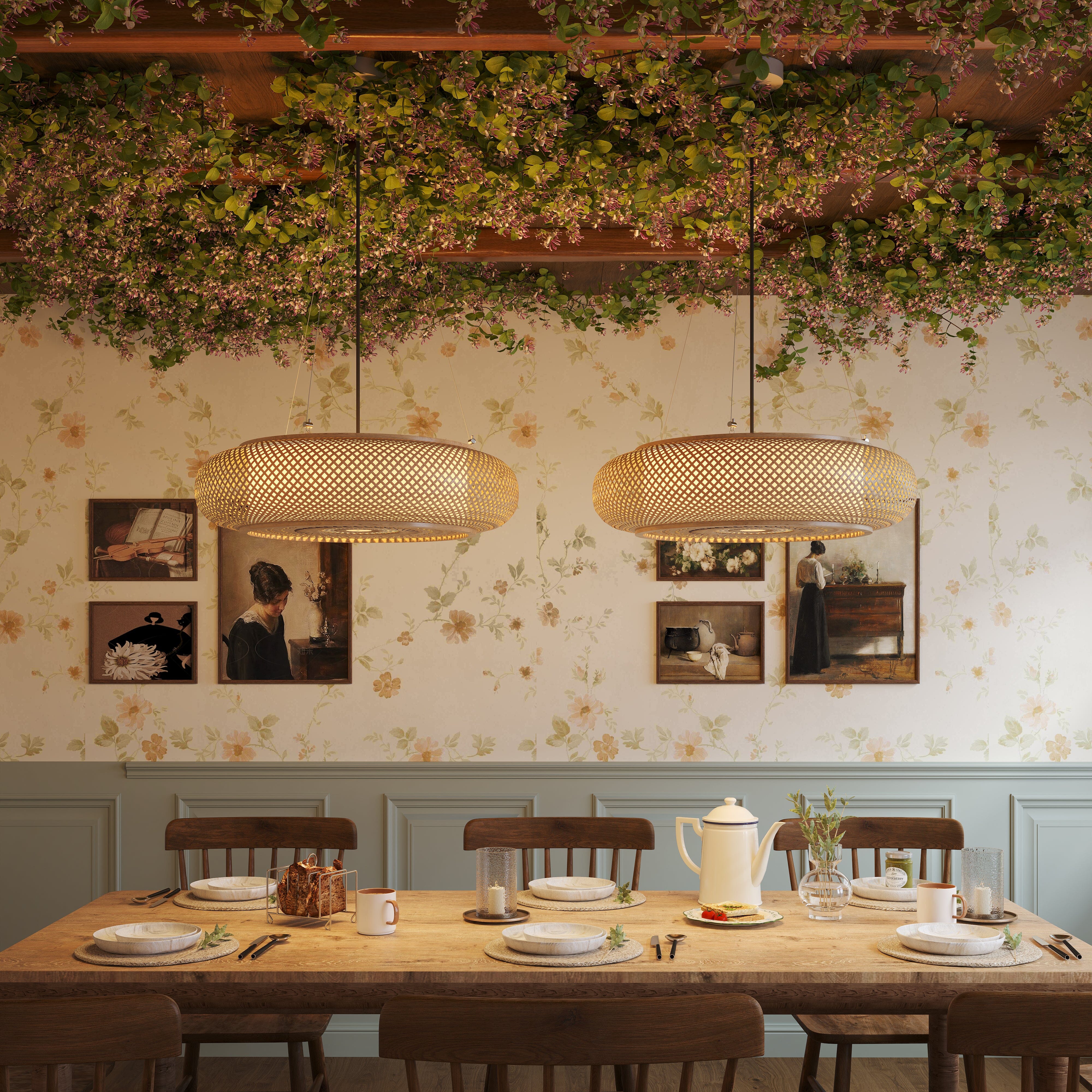 Lightsin Lutta-Handwoven Bamboo Pendant Light for Kitchen Island or Living Room Lightsin UK 