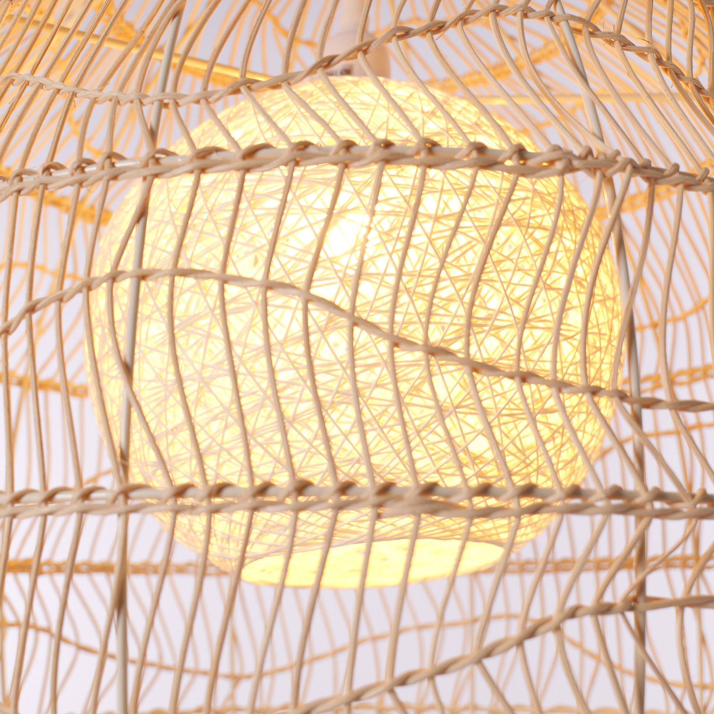 Lightsin Natural Rattan Pendant Light with Optional Woven Inner Sphere Lightsin UK 