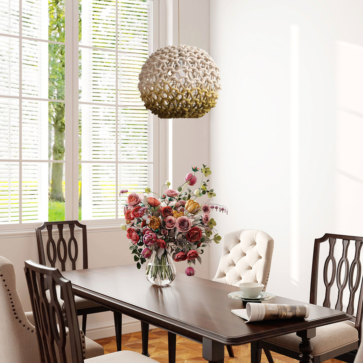 Lightsin Artisanal Globe-Shaped Cotton Rope Pendant Light for Natural Elegance Lightsin UK 