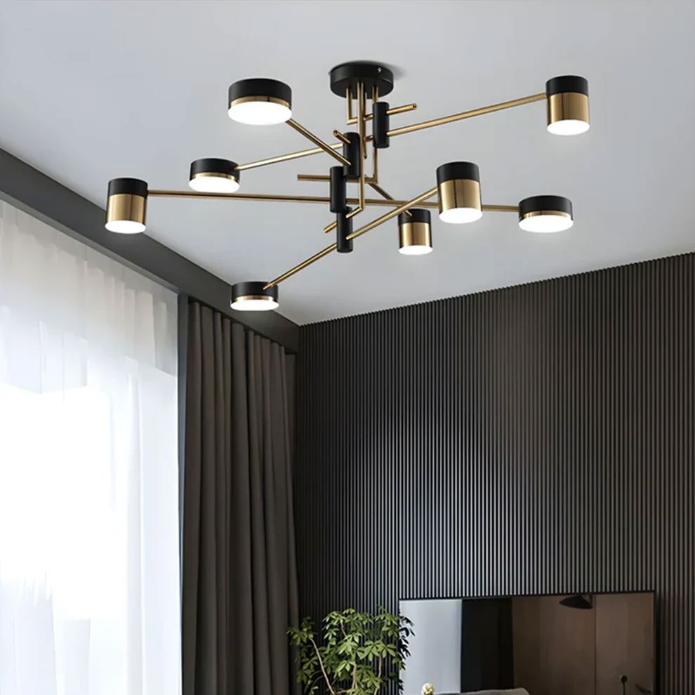 Lightsin Modern Black & Gold Metal Ceiling Light with LED Bulbs Lightsin UK Modern 8-Light 