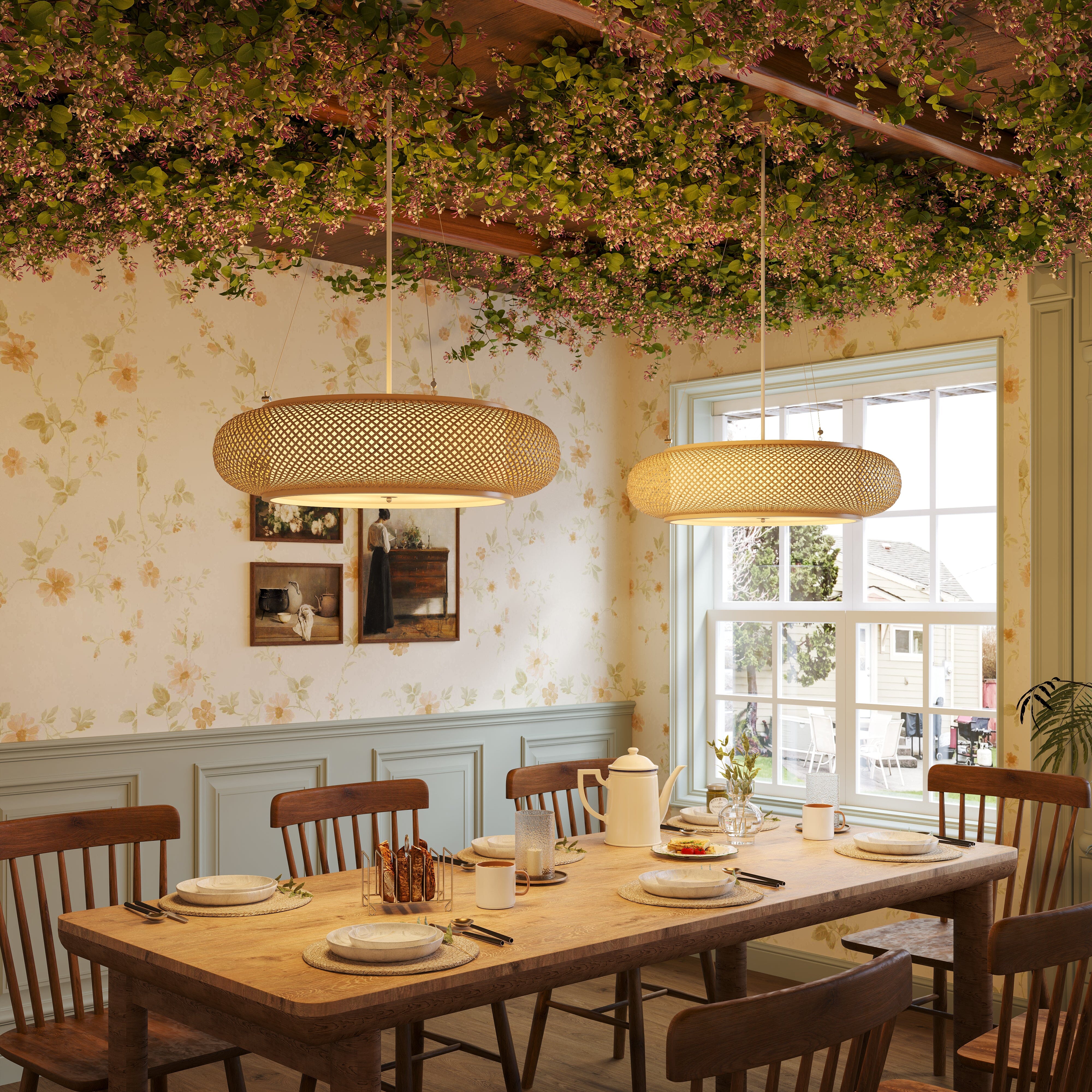 Lightsin Lutta-Handwoven Bamboo Pendant Light for Kitchen Island or Living Room Lightsin UK 