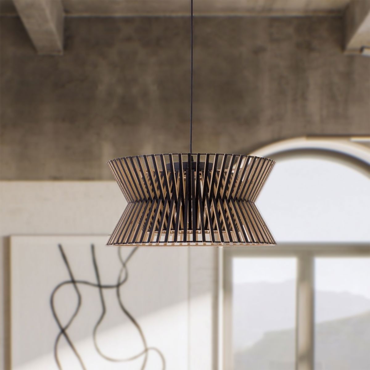 Modern LED Wood Craft Drum Hanging Pendant Lights (100% off)