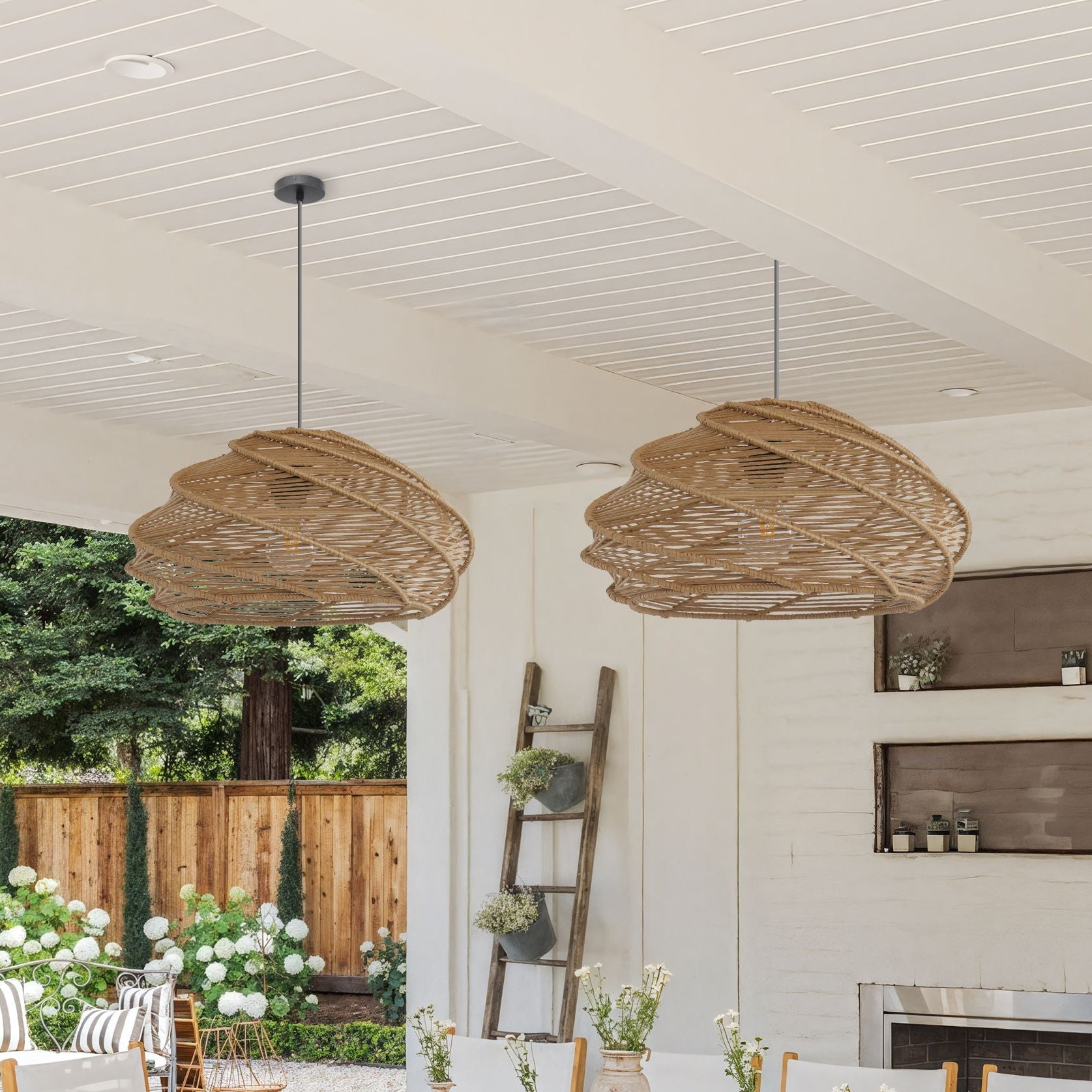 Lightsin Spiral Rattan Pendant Light for Bedroom Dining Bar Lightsin UK 