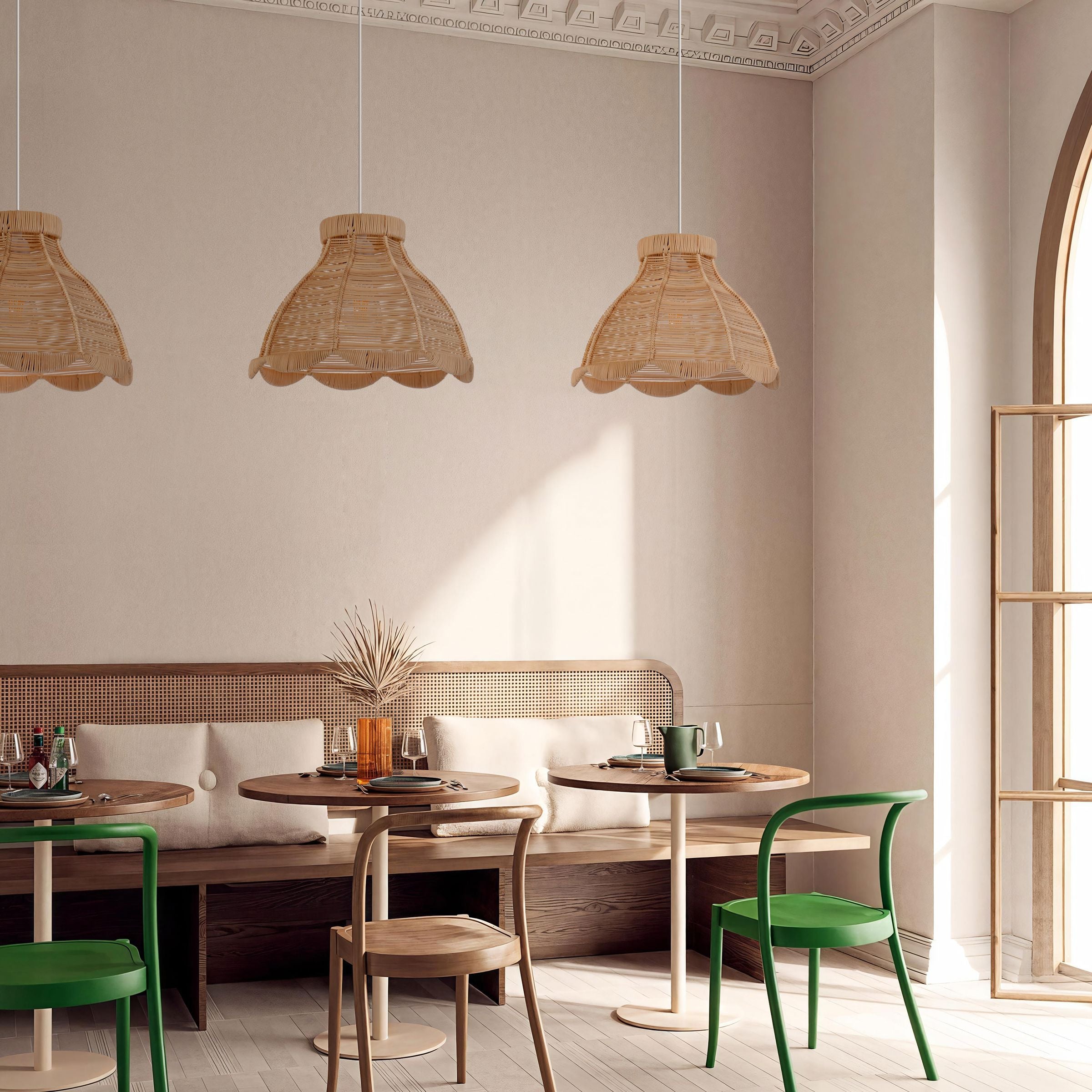 Lightsin Japanese-Inspired Petal Bloom Rattan Woven Pendant Light Lightsin UK 