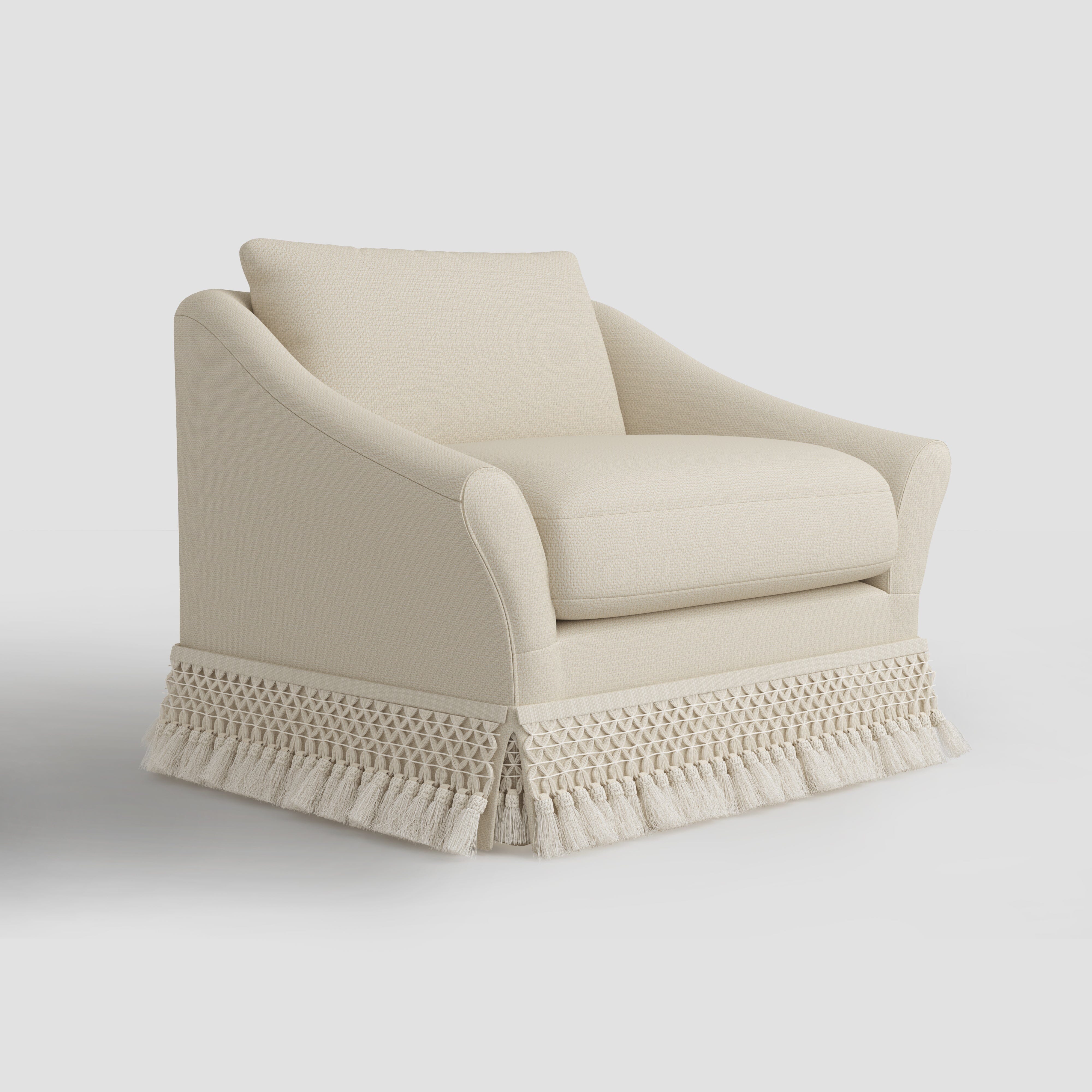 Cottonfy Slipcover Linen Armchair with Fringe Cottonfy UK 
