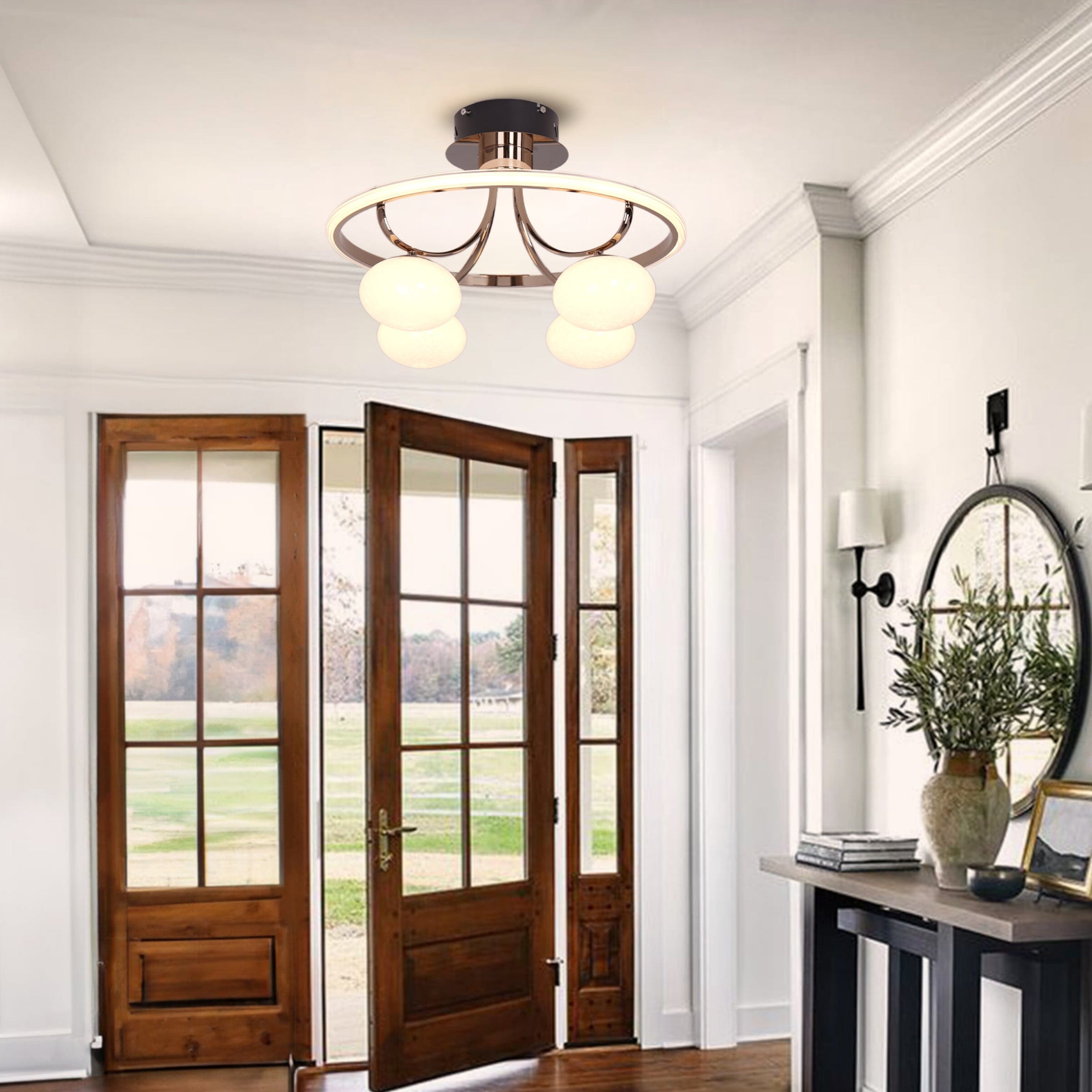 Lightsin Elegant Circular Ceiling Light with Four Orbs Lightsin UK 