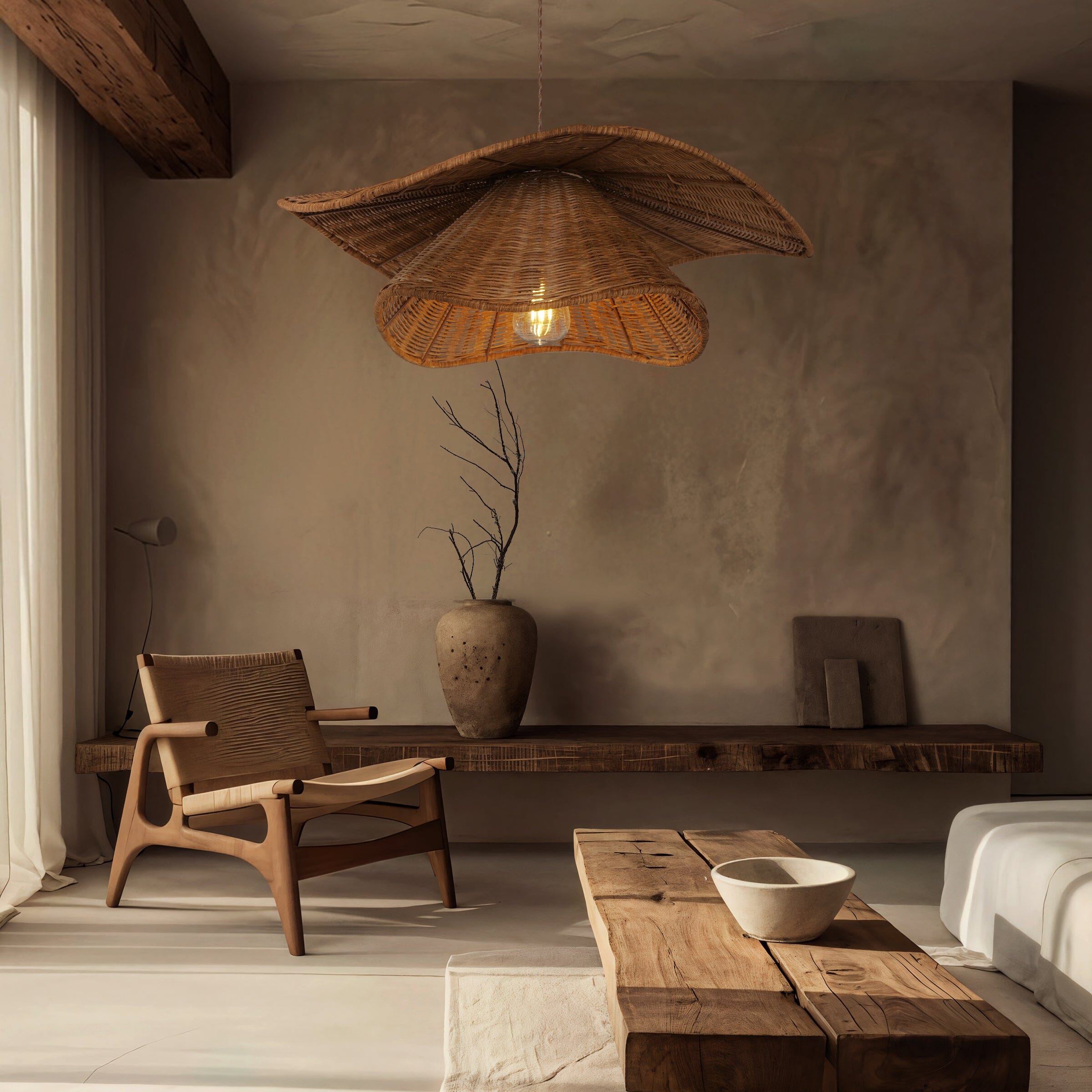 Lightsin Woven Rattan and Iron Pendant Light – Organic Ceiling Pendant Light for Dining Room, Living Room, and Modern Rustic Interiors Lightsin UK 