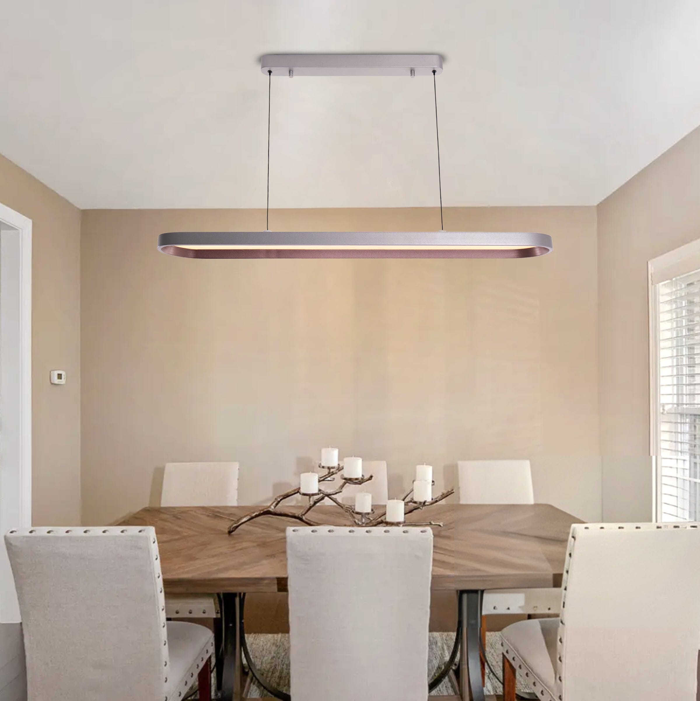 Lightsin Contemporary Gray-Brown Elliptical Dimmable Pendant Light Lightsin UK 