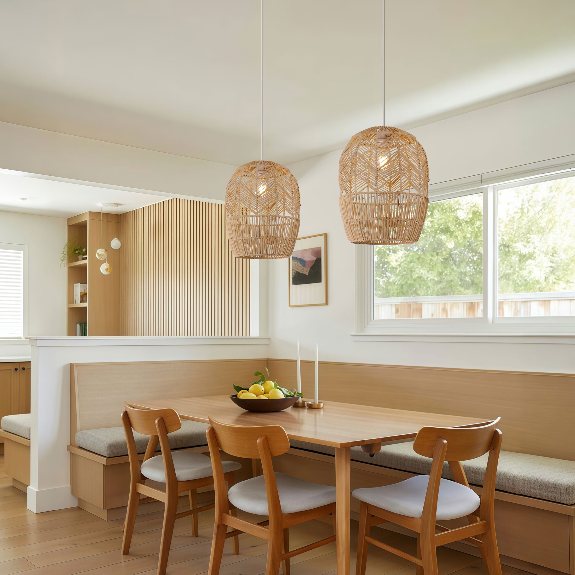 Lightsin Japanese-style Oval Rattan Pendant Light Lightsin UK 