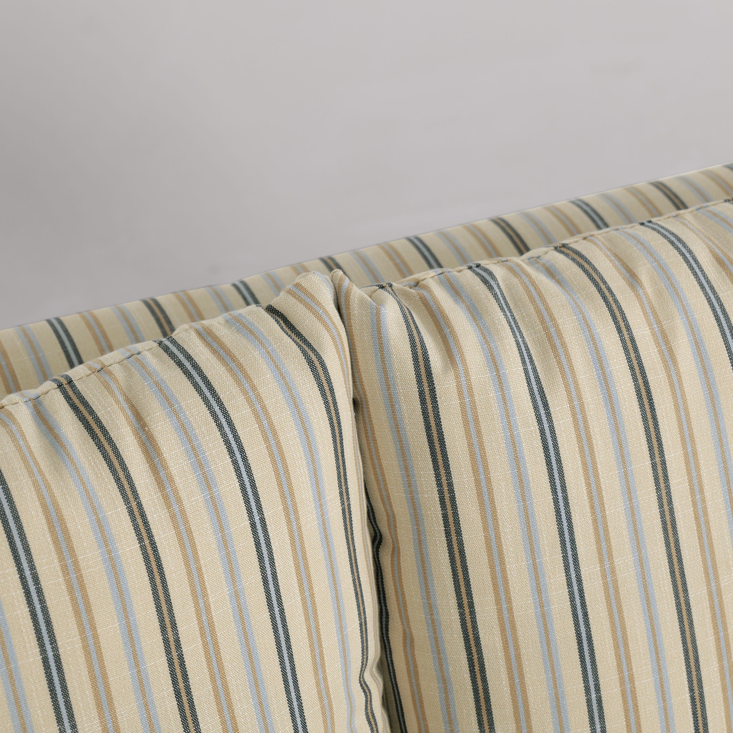 Cottonfy Striped Cotton Linen Blend Rolled Arm Sofa with Soild Wood Bun Feet Living and Home 