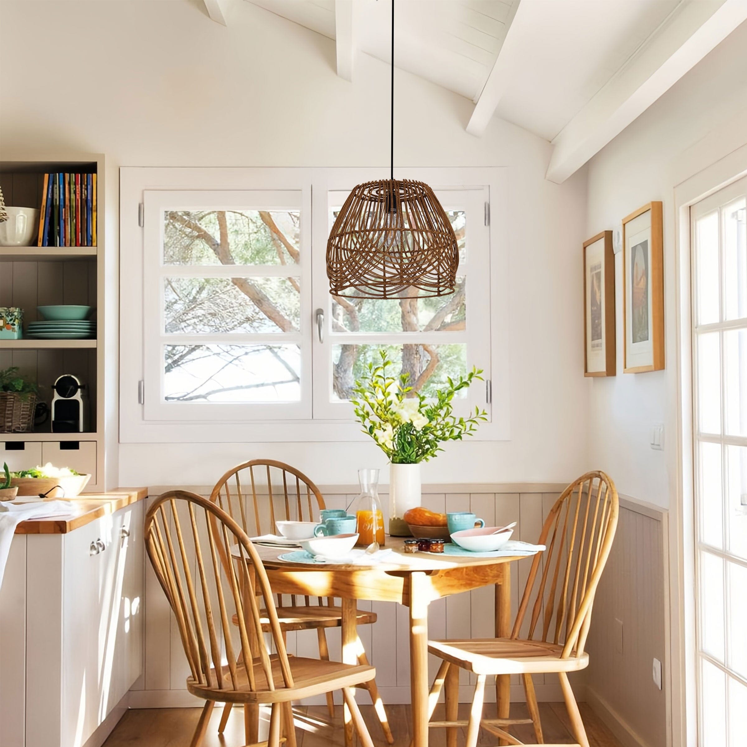Lightsin Rustic Woven Rattan Pendant Light for Living Spaces Lightsin UK 