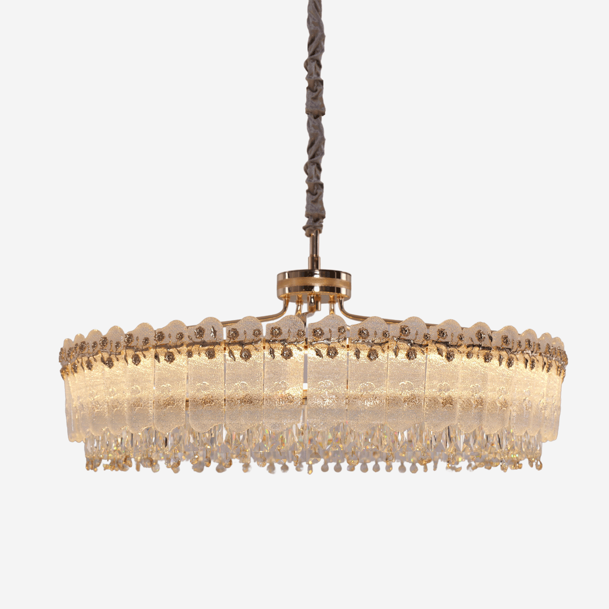 Lightsin Contemporary Crystal Pendant Light Oval and Round Dimmable Ceiling Fixture for Living Room and Hall Lightsin UK 