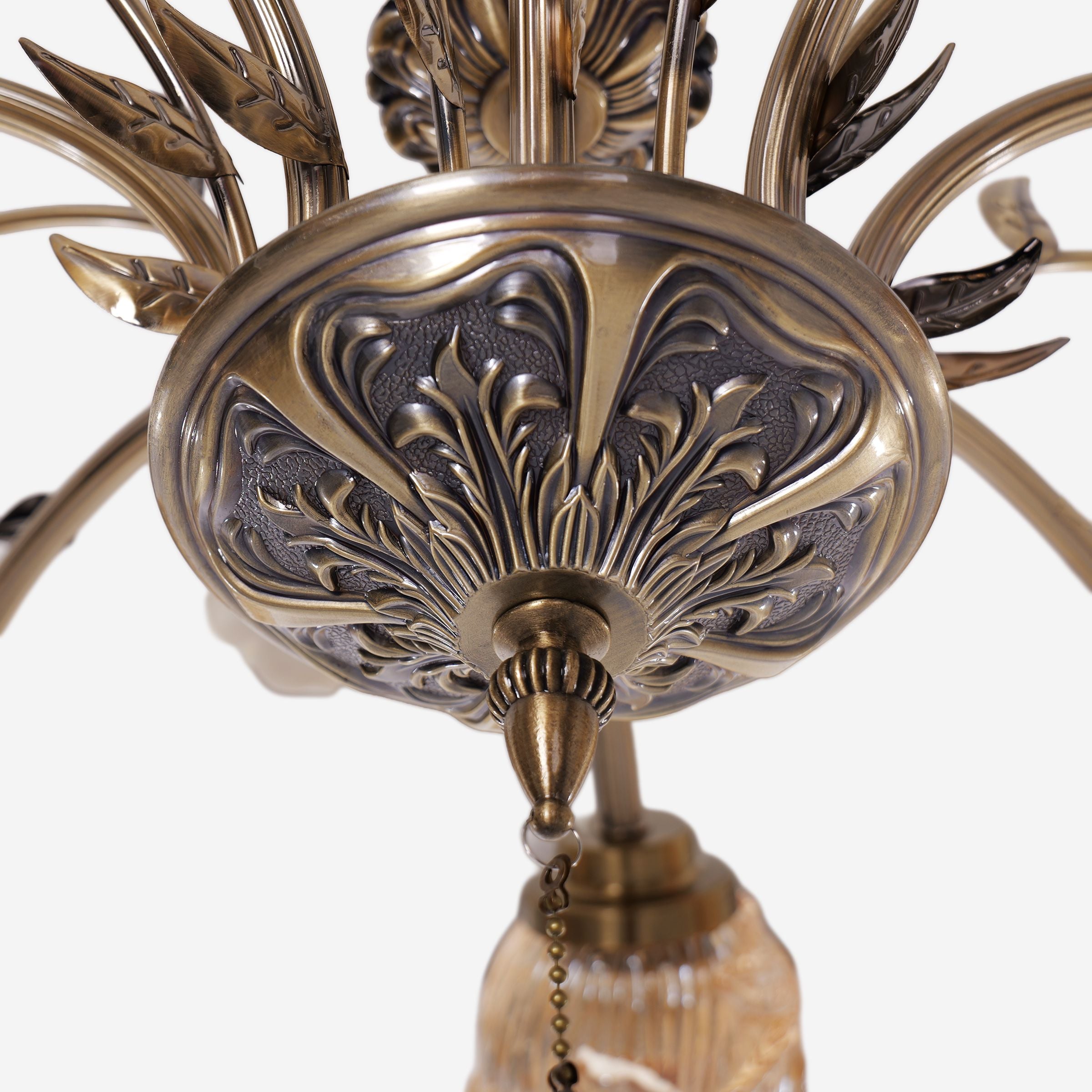 Antique Bronze and Amber Vintage 8-Light Ceramic Flower Pendant Light Lightsin UK 