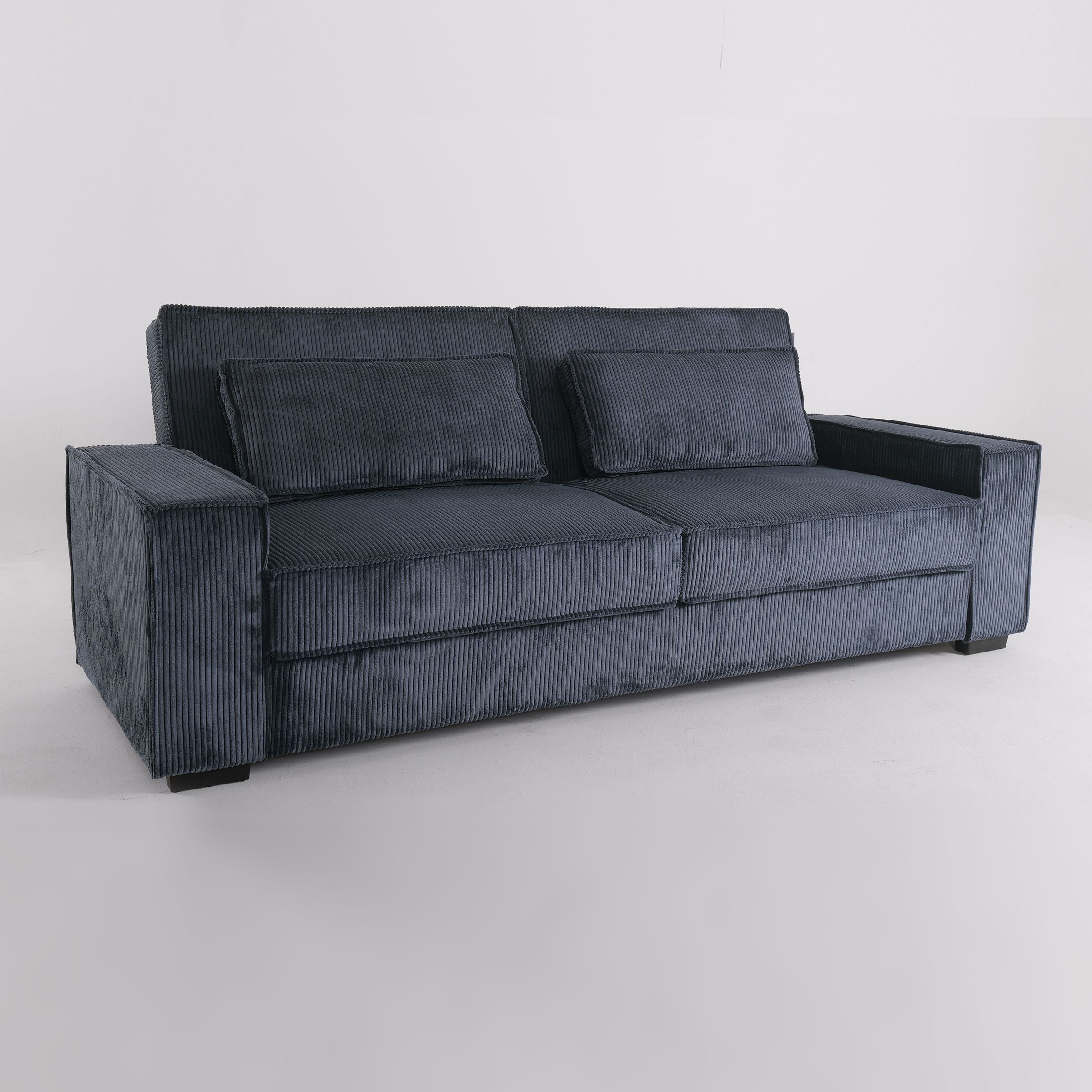 Deep Blue Corduroy Sofa Bed with Adjustable Backrest and Spring Support Living and Home 