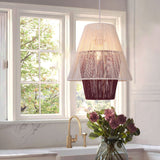 Lightsin Modern White Pendant Light with Purple Paper Rope Design Lightsin UK 