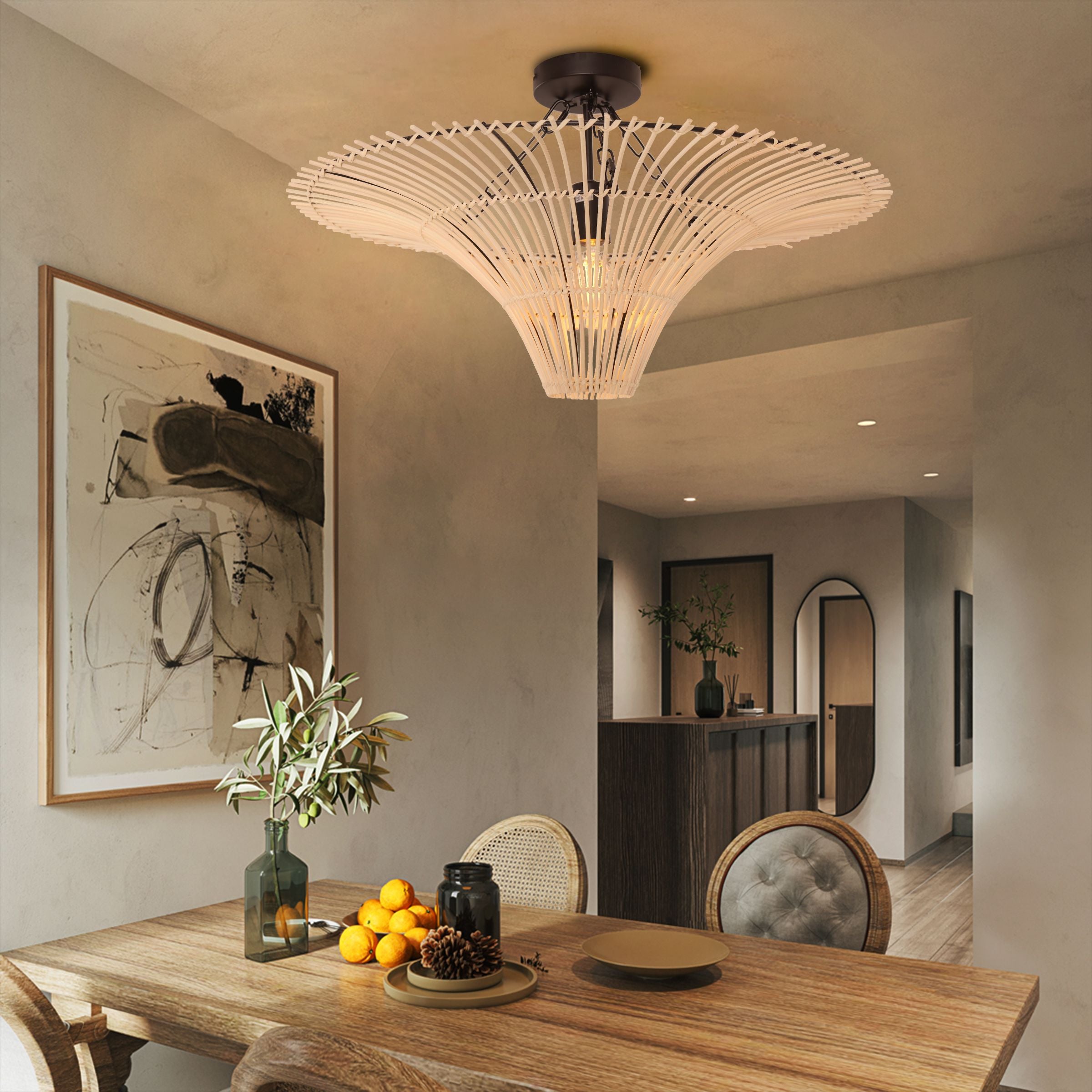 Lightsin Flying Saucer-Shaped LED Rattan Pendant Light Lightsin UK 