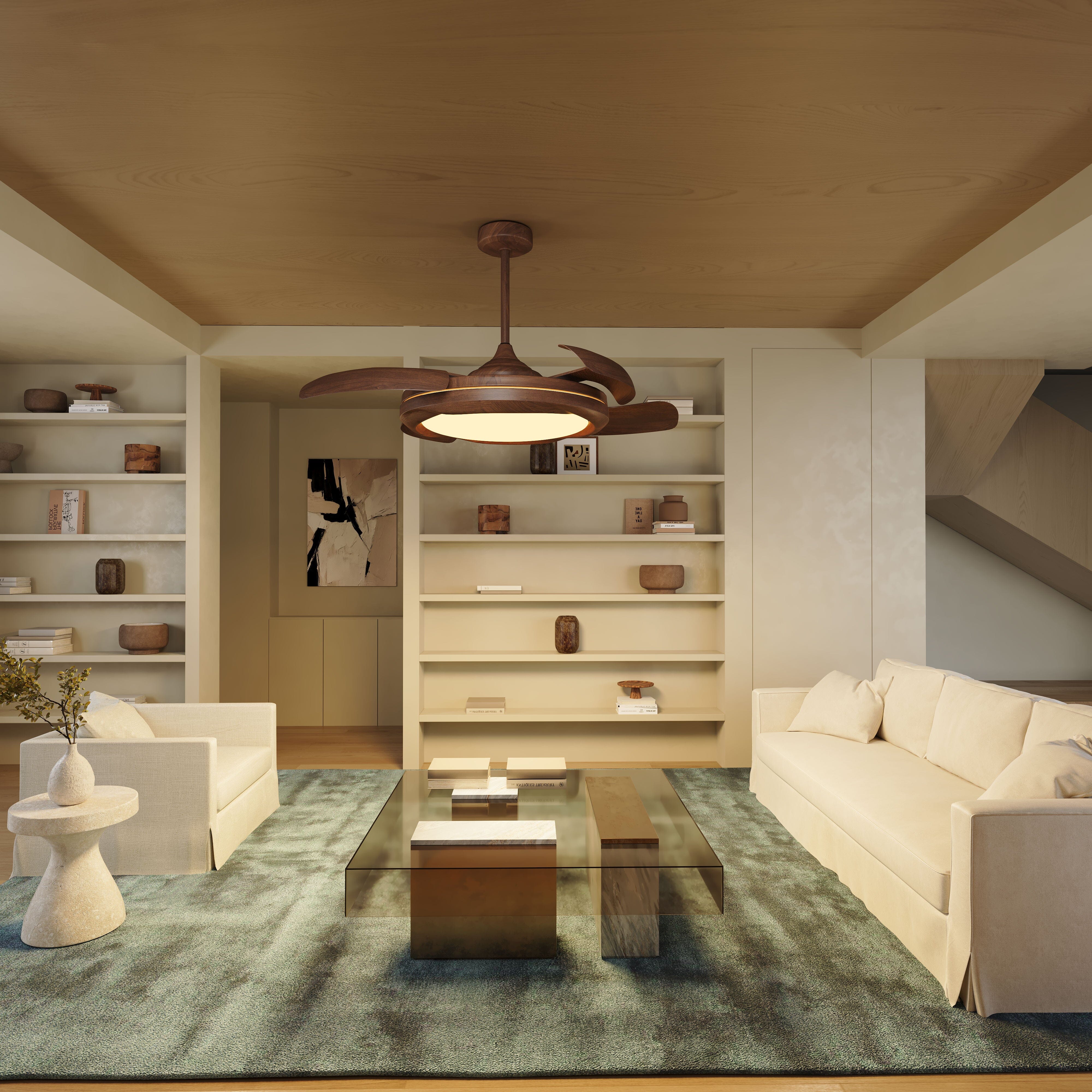 Lightsin Ceiling Fan with Light Copper Halo and Sleek Acrylic Design Lightsin UK 